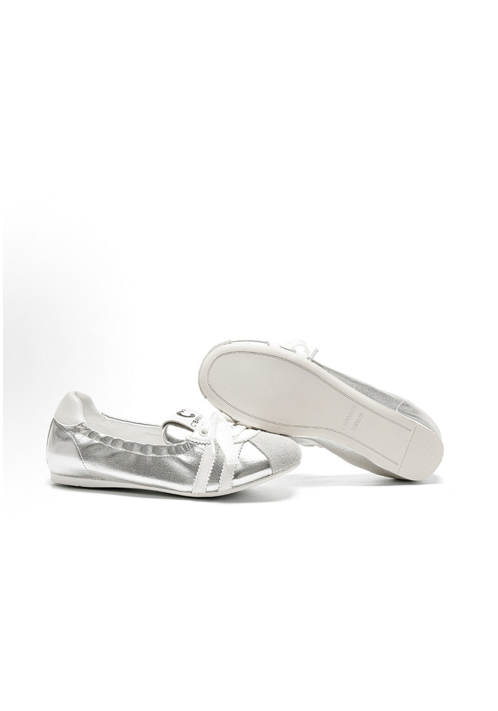 C.BANNER丨Leather Ballet Flats Women's Silver - PSYLOS 1, C.BANNER丨Leather Ballet Flats Women's Silver, Retro Trainers, C.BANNER, PSYLOS 1