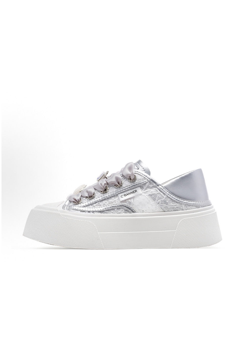 CBANNER丨Sweet and Cute Mesh Low-Top Sneakers in Silver - PSYLOS 1, CBANNER丨Sweet and Cute Mesh Low-Top Sneakers in Silver, Casual Sneakers, C.BANNER, PSYLOS 1