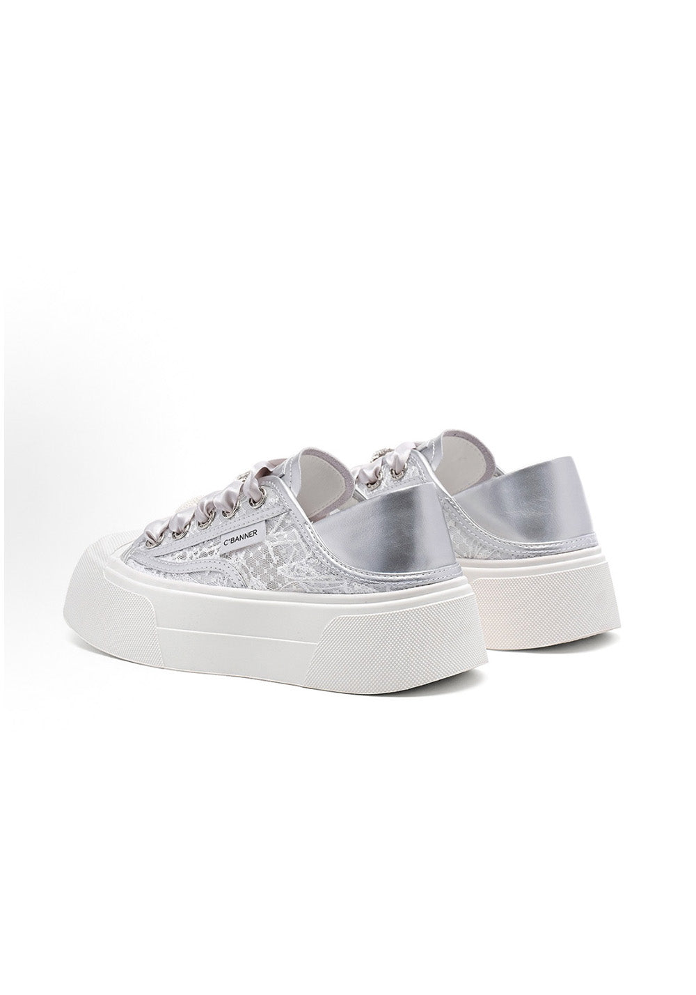 CBANNER丨Sweet and Cute Mesh Low-Top Sneakers in Silver - PSYLOS 1, CBANNER丨Sweet and Cute Mesh Low-Top Sneakers in Silver, Casual Sneakers, C.BANNER, PSYLOS 1