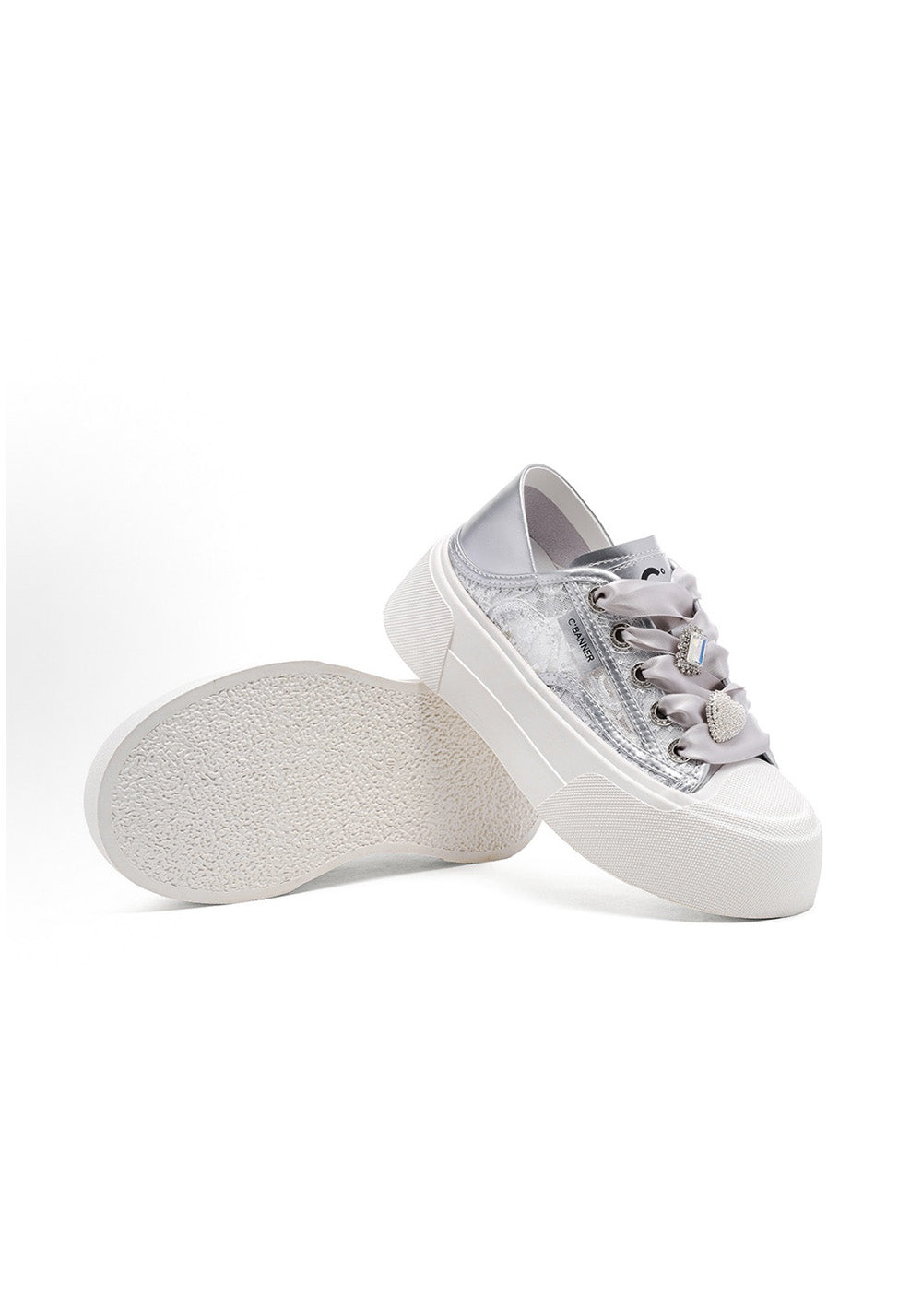 CBANNER丨Sweet and Cute Mesh Low-Top Sneakers in Silver - PSYLOS 1, CBANNER丨Sweet and Cute Mesh Low-Top Sneakers in Silver, Casual Sneakers, C.BANNER, PSYLOS 1