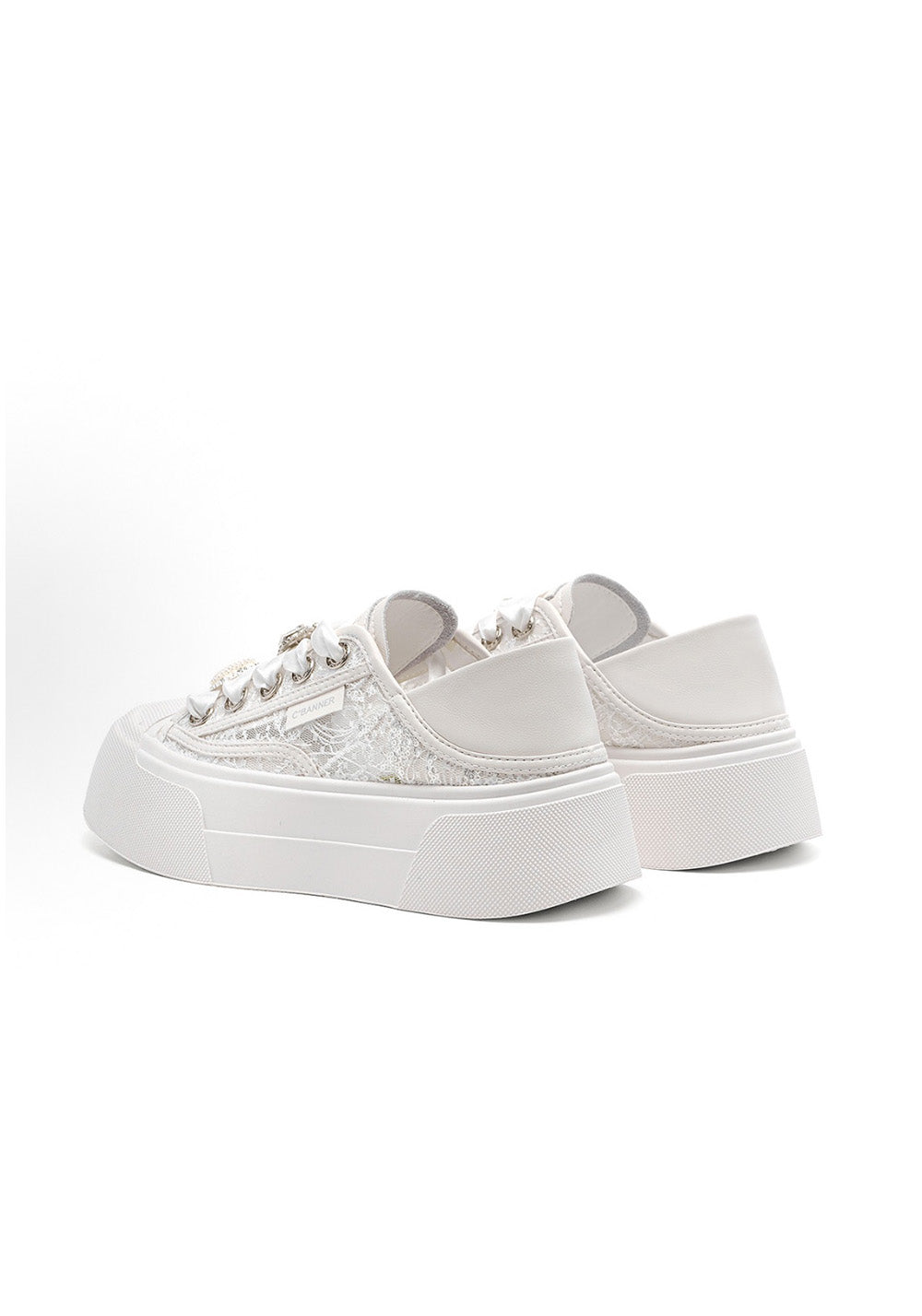 C.BANNER丨 Chanel-style Sweet and Cute Mesh Low-Top Sneakers in Silver - PSYLOS 1, C.BANNER丨 Chanel-style Sweet and Cute Mesh Low-Top Sneakers in Silver, Casual Sneakers, C.BANNER, PSYLOS 1