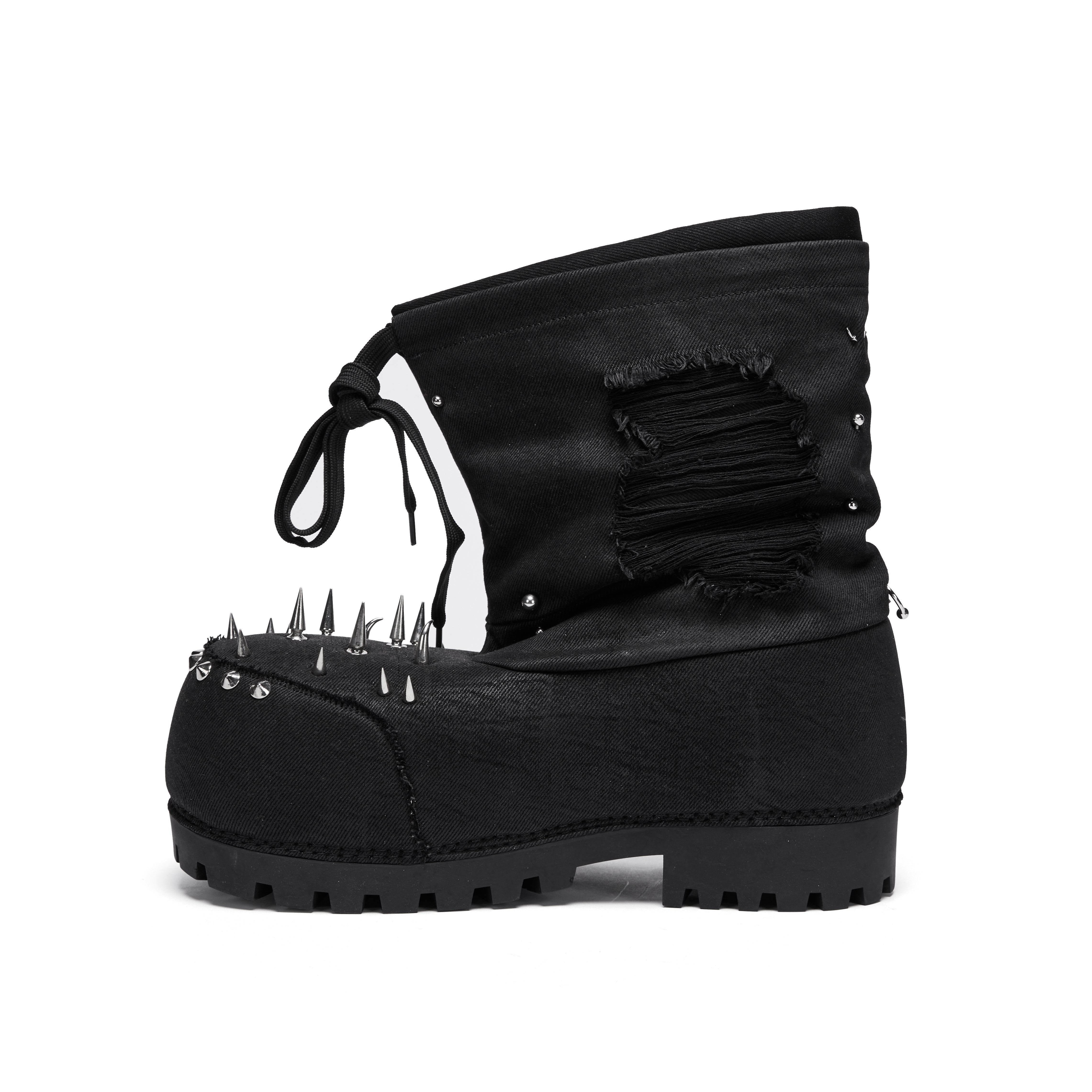 Fourth3ex丨Rivet Waxed Destroyed Denim Boots - PSYLOS 1, Fourth3ex丨Rivet Waxed Destroyed Denim Boots, Boots, Fourth3ex, PSYLOS 1