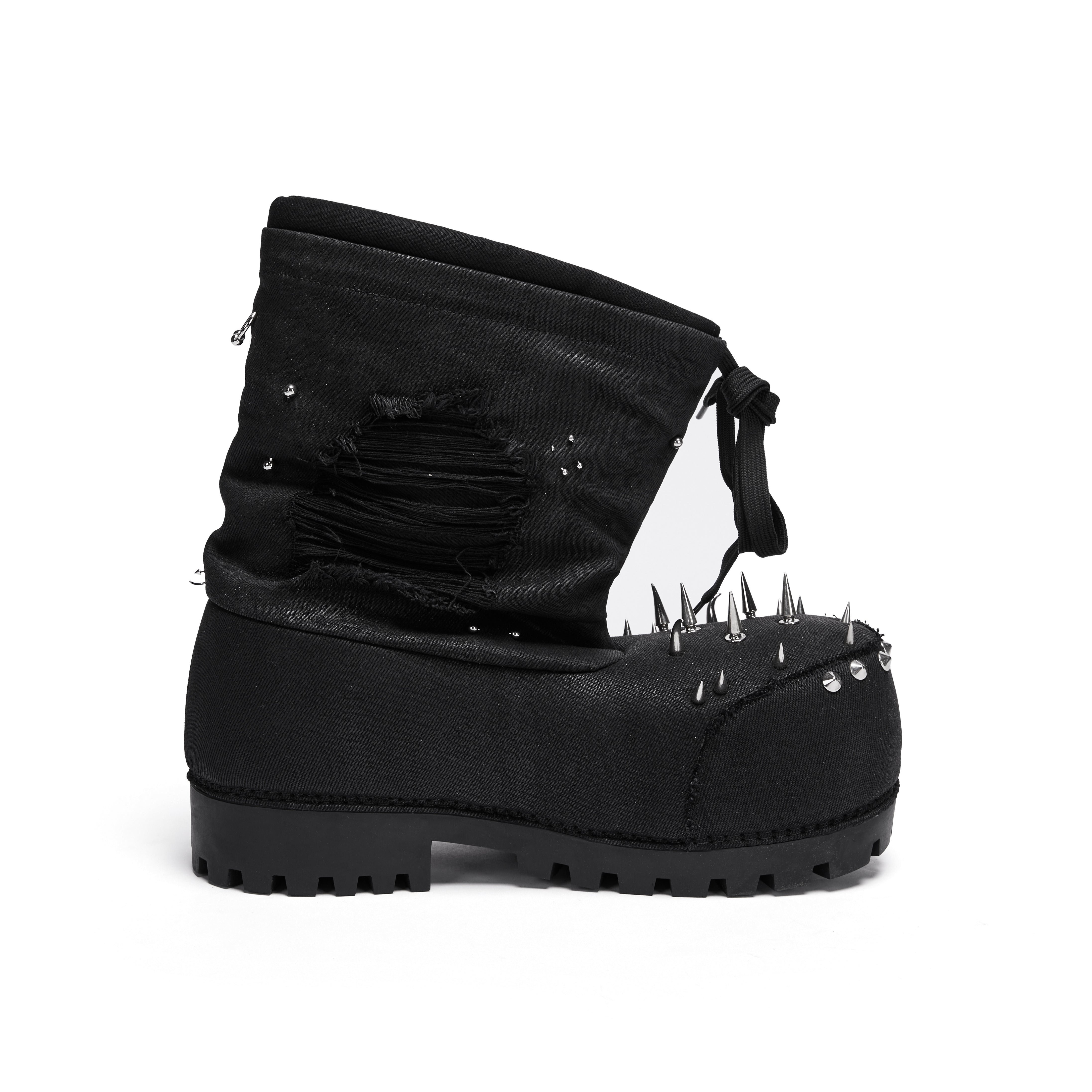 Fourth3ex丨Rivet Waxed Destroyed Denim Boots - PSYLOS 1, Fourth3ex丨Rivet Waxed Destroyed Denim Boots, Boots, Fourth3ex, PSYLOS 1