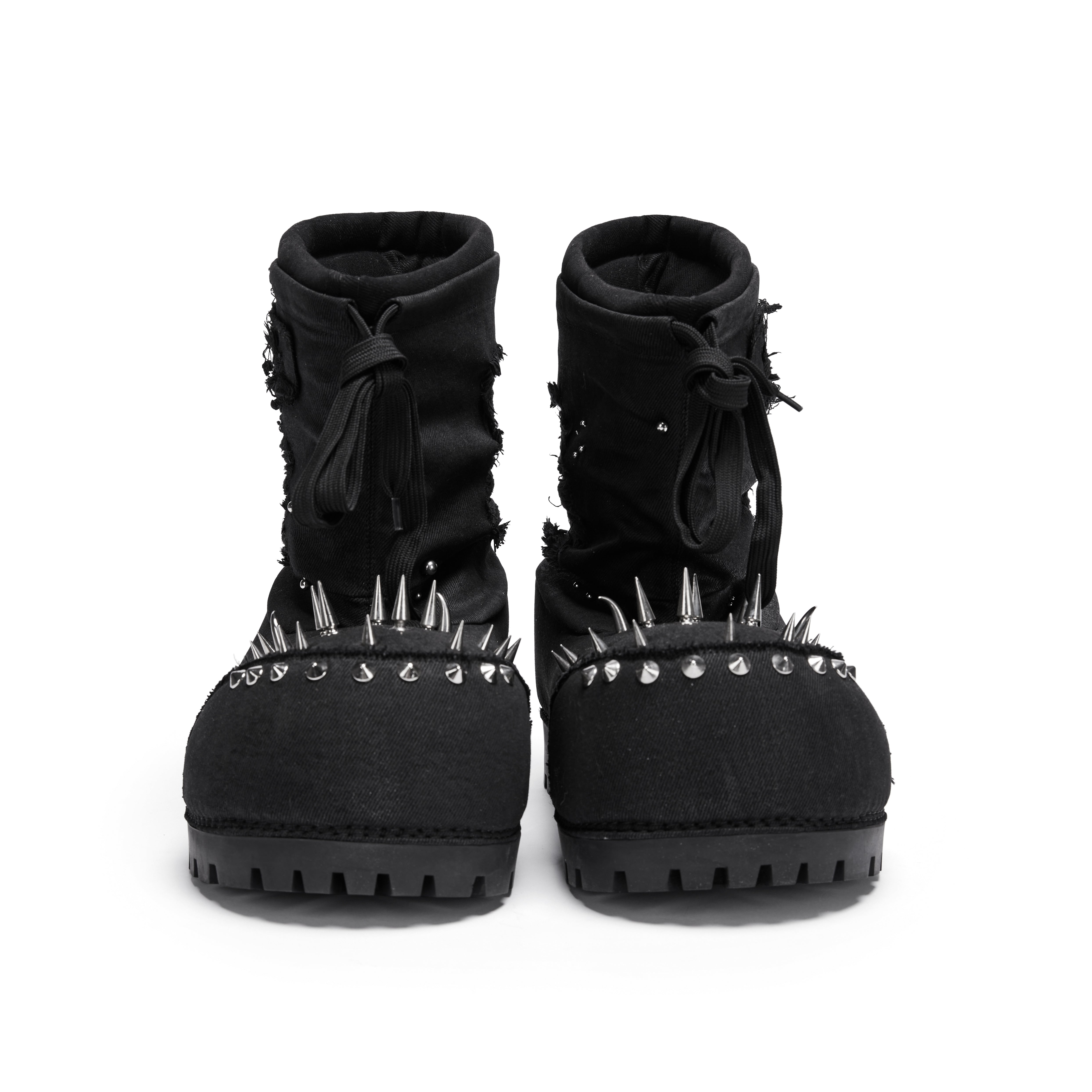 Fourth3ex丨Rivet Waxed Destroyed Denim Boots - PSYLOS 1, Fourth3ex丨Rivet Waxed Destroyed Denim Boots, Boots, Fourth3ex, PSYLOS 1