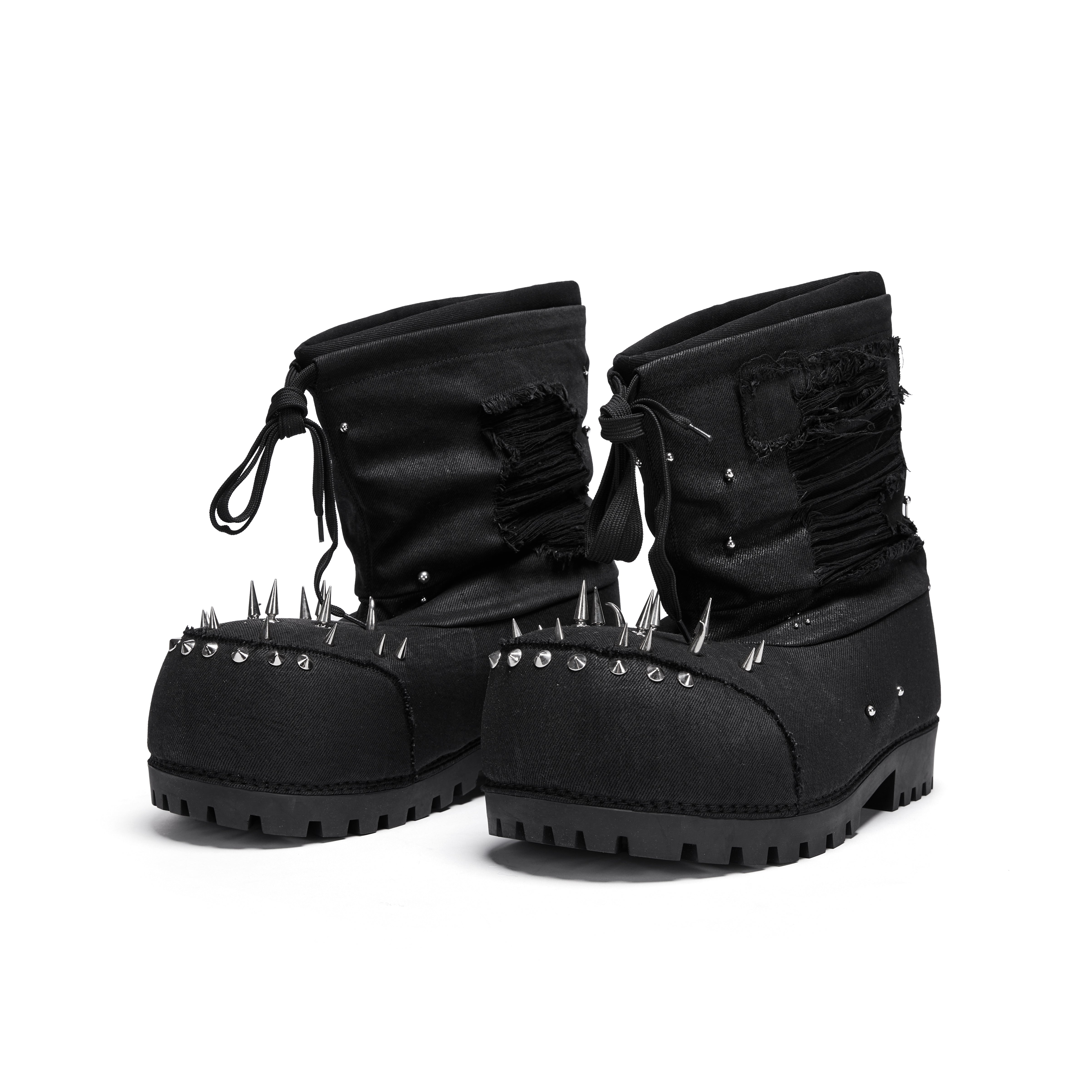 Fourth3ex丨Rivet Waxed Destroyed Denim Boots - PSYLOS 1, Fourth3ex丨Rivet Waxed Destroyed Denim Boots, Boots, Fourth3ex, PSYLOS 1