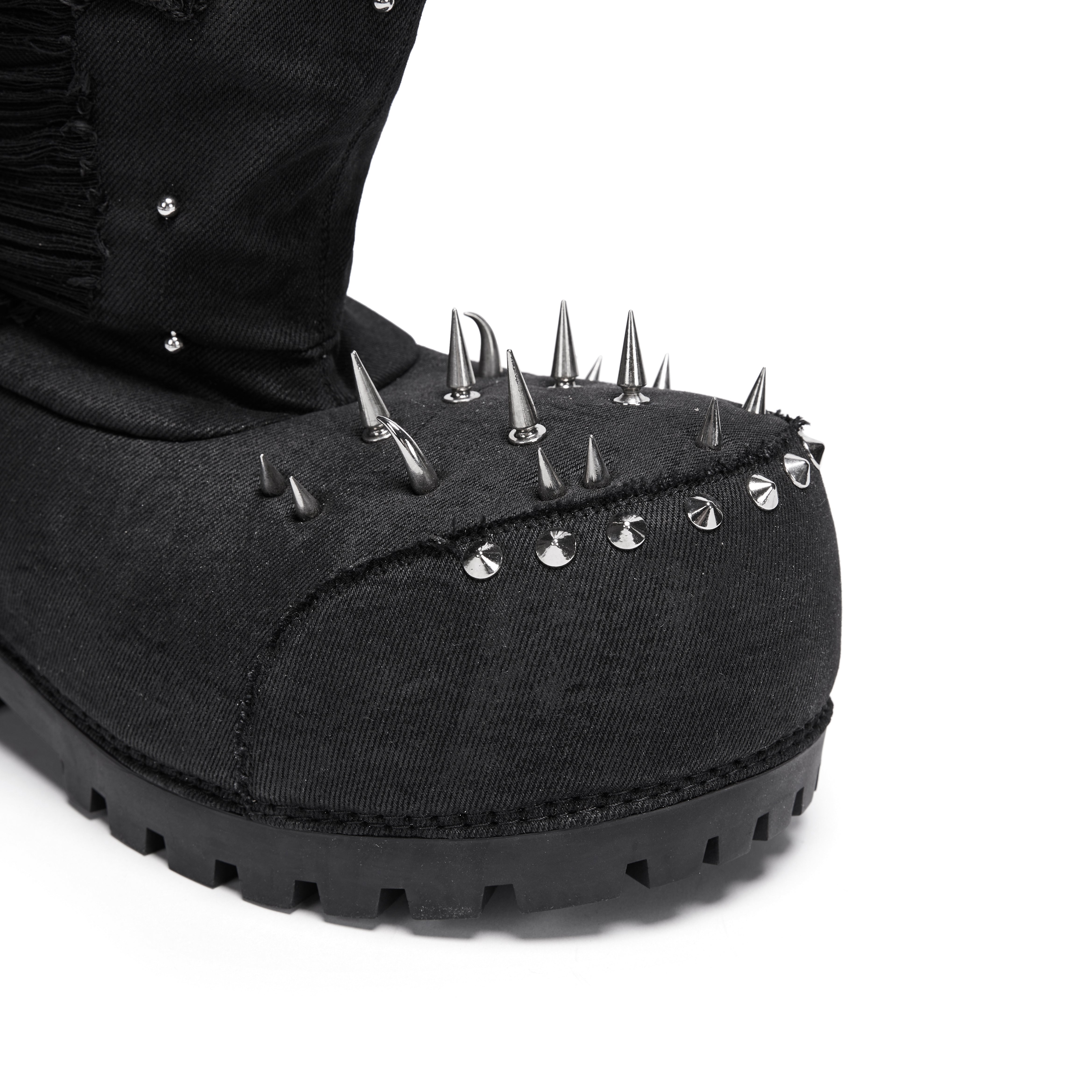 Fourth3ex丨Rivet Waxed Destroyed Denim Boots - PSYLOS 1, Fourth3ex丨Rivet Waxed Destroyed Denim Boots, Boots, Fourth3ex, PSYLOS 1