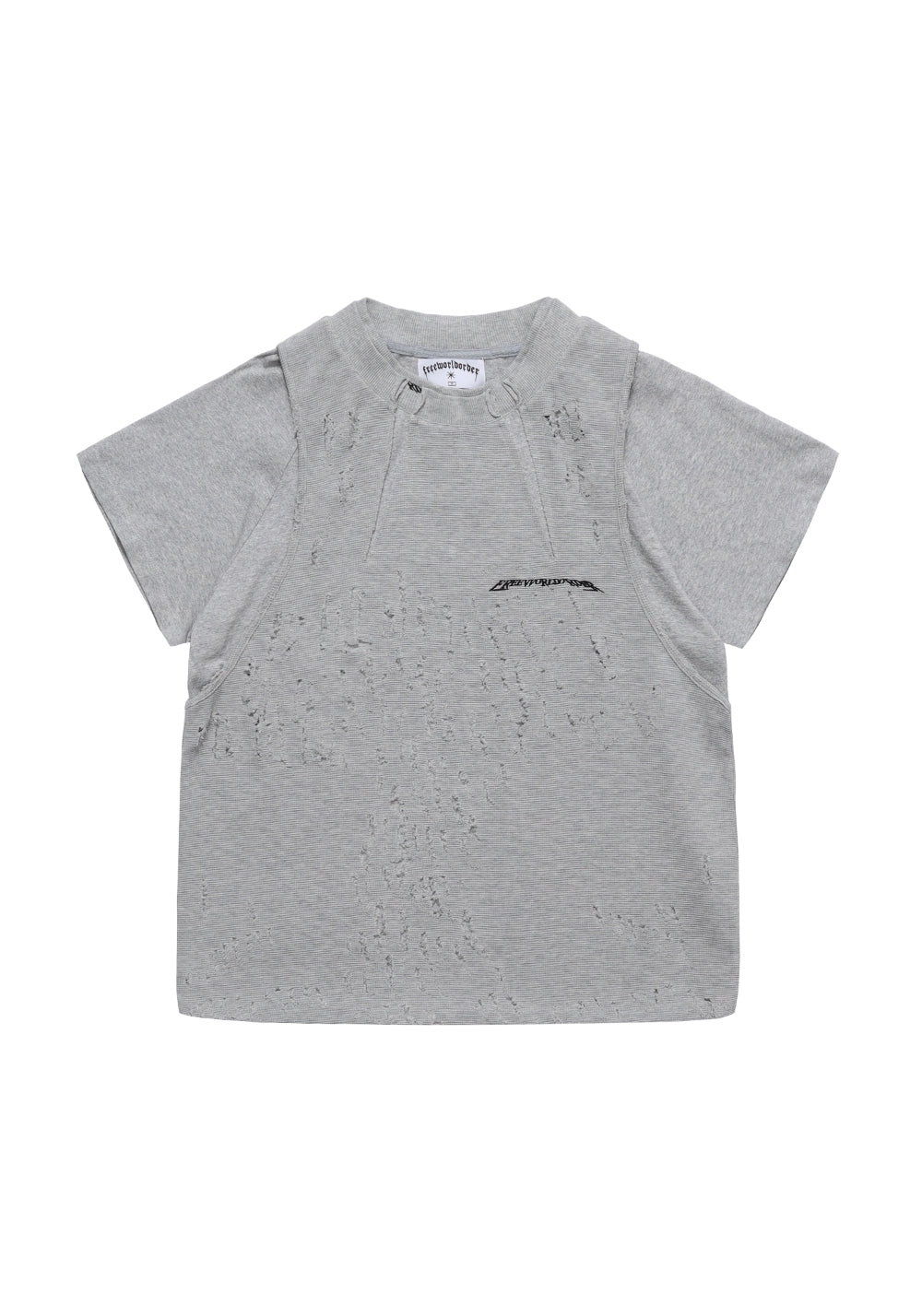 FVVO Broken hole three piece top set-Gray - PSYLOS 1, FVVO Broken hole three piece top set-Gray, Top, FREE WORLD ORDER, PSYLOS 1