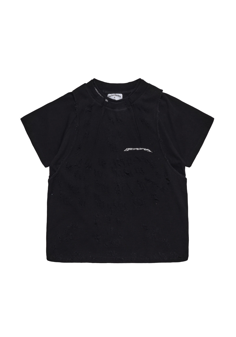 FVVO丨Broken hole three piece top set-Black - PSYLOS 1, FVVO丨Broken hole three piece top set-Black, Top, FREE WORLD ORDER, PSYLOS 1