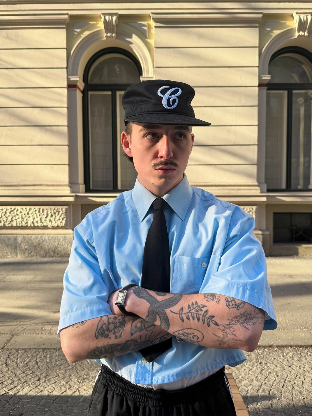 6CRAYON | Flat Brim Embroidered Baseball Cap-Black - PSYLOS 1, 6CRAYON | Flat Brim Embroidered Baseball Cap-Black, Hat, 6CRAYON•JAPAN, PSYLOS 1