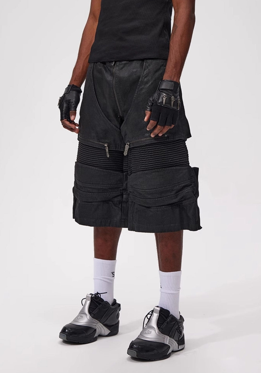 Fourth3ex丨25Ss Western Denim Patchwork Cropped Pants  - PSYLOS 1, Fourth3ex丨25Ss Western Denim Patchwork Cropped Pants , Shorts, Fourth3ex, PSYLOS 1