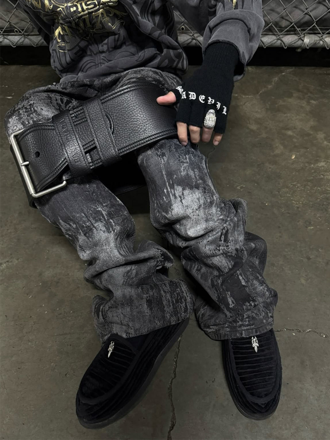 BE A DEVIL丨Sanskrit Fingerless Gloves Punk Style - PSYLOS 1, BE A DEVIL丨Sanskrit Fingerless Gloves Punk Style, Accessories, BE A DEVIL, PSYLOS 1