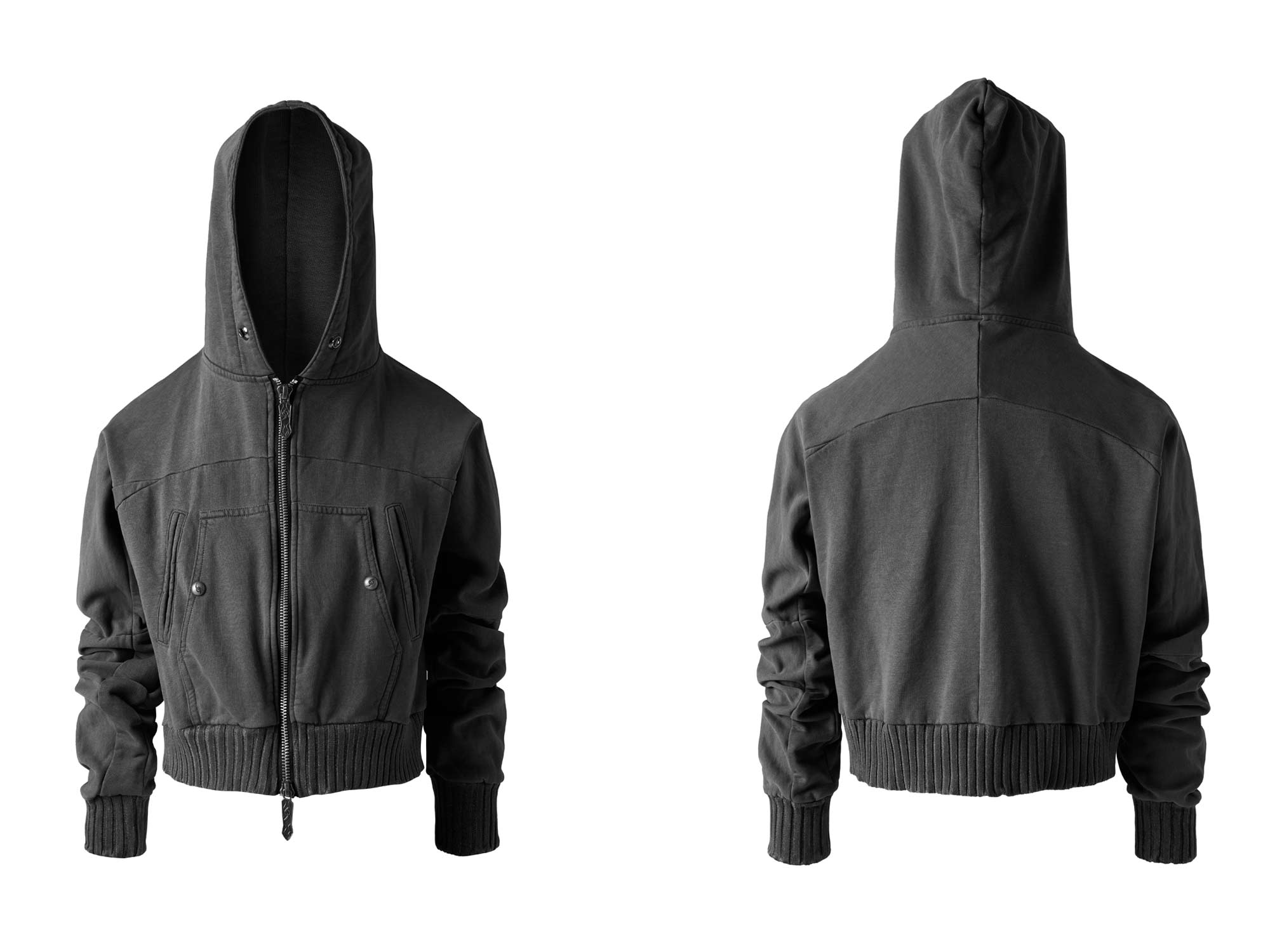 Washed Gray Hooded Sweatshirt Jacket - PSYLOS 1, Washed Gray Hooded Sweatshirt Jacket, Jacket, Fourth3ex, PSYLOS 1