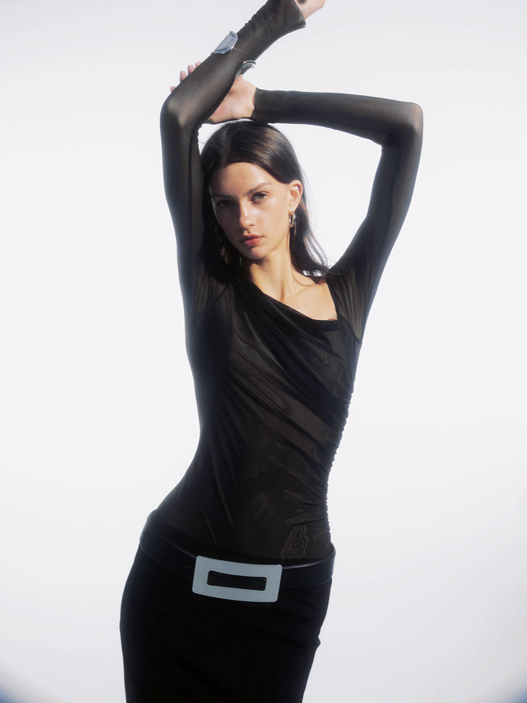 COMMONCE.NET | "Nexus Veil Silhouette No. 5" Asymmetrical Wrinkled Top - PSYLOS 1, COMMONCE.NET | "Nexus Veil Silhouette No. 5" Asymmetrical Wrinkled Top, Women's Wear, COMMONCE.NET•JAPAN, PSYLOS 1