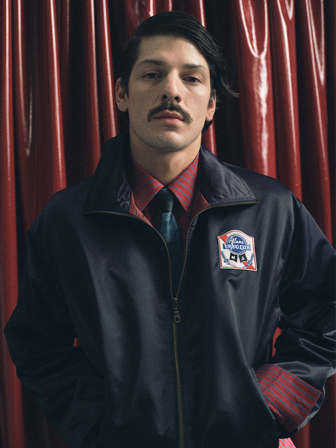 TREclub | Silky Jacket With Handsew Patch - PSYLOS 1, TREclub | Silky Jacket With Handsew Patch, Men's Wear, TREclub, PSYLOS 1