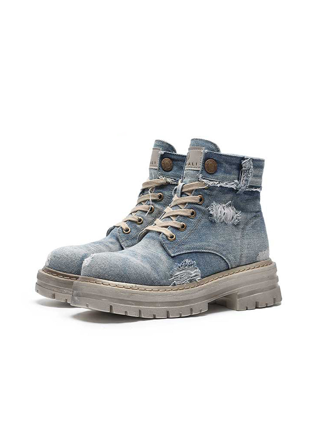 GSL | Ripped Demin Platform Boots with Ribbons - PSYLOS 1, GSL | Ripped Demin Platform Boots with Ribbons, Women's Shoes, GSL, PSYLOS 1