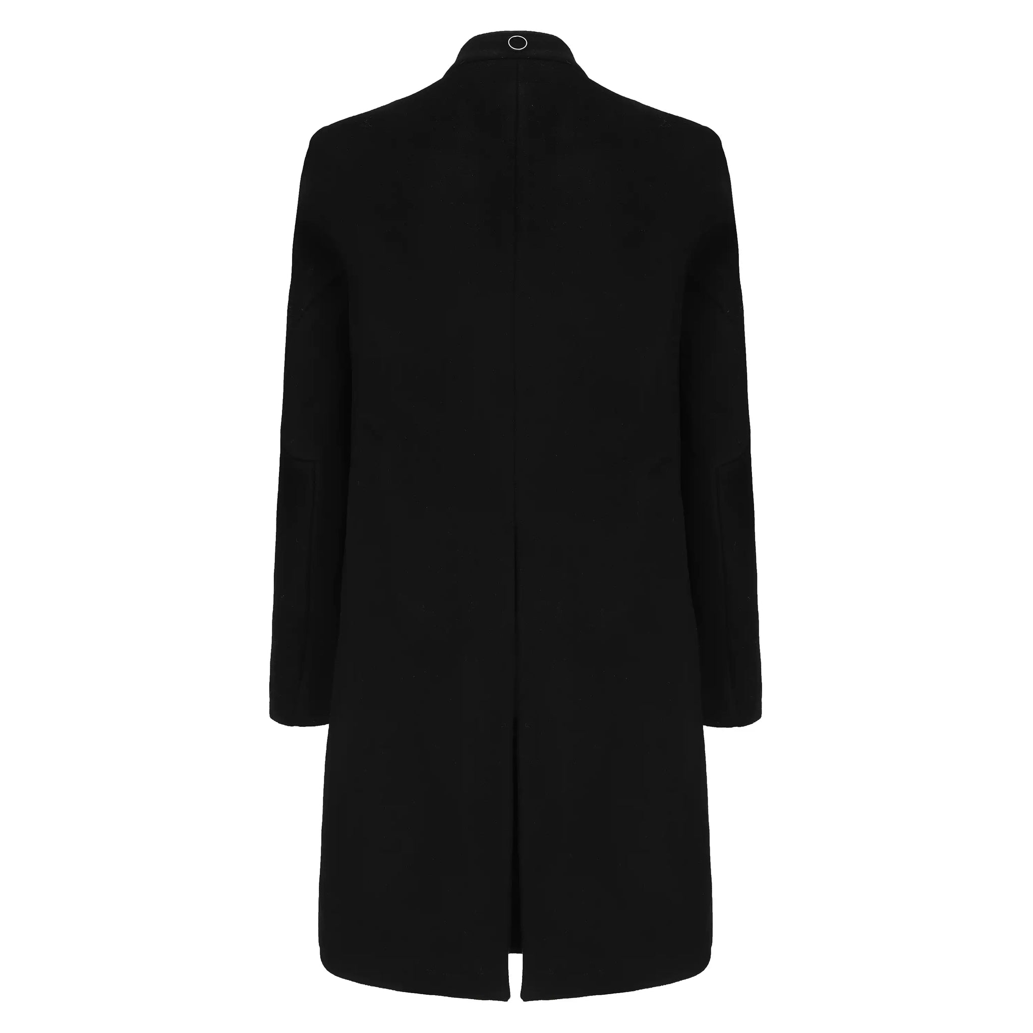 Classic Black Superfine Wool Heavyweight Collarless Coat