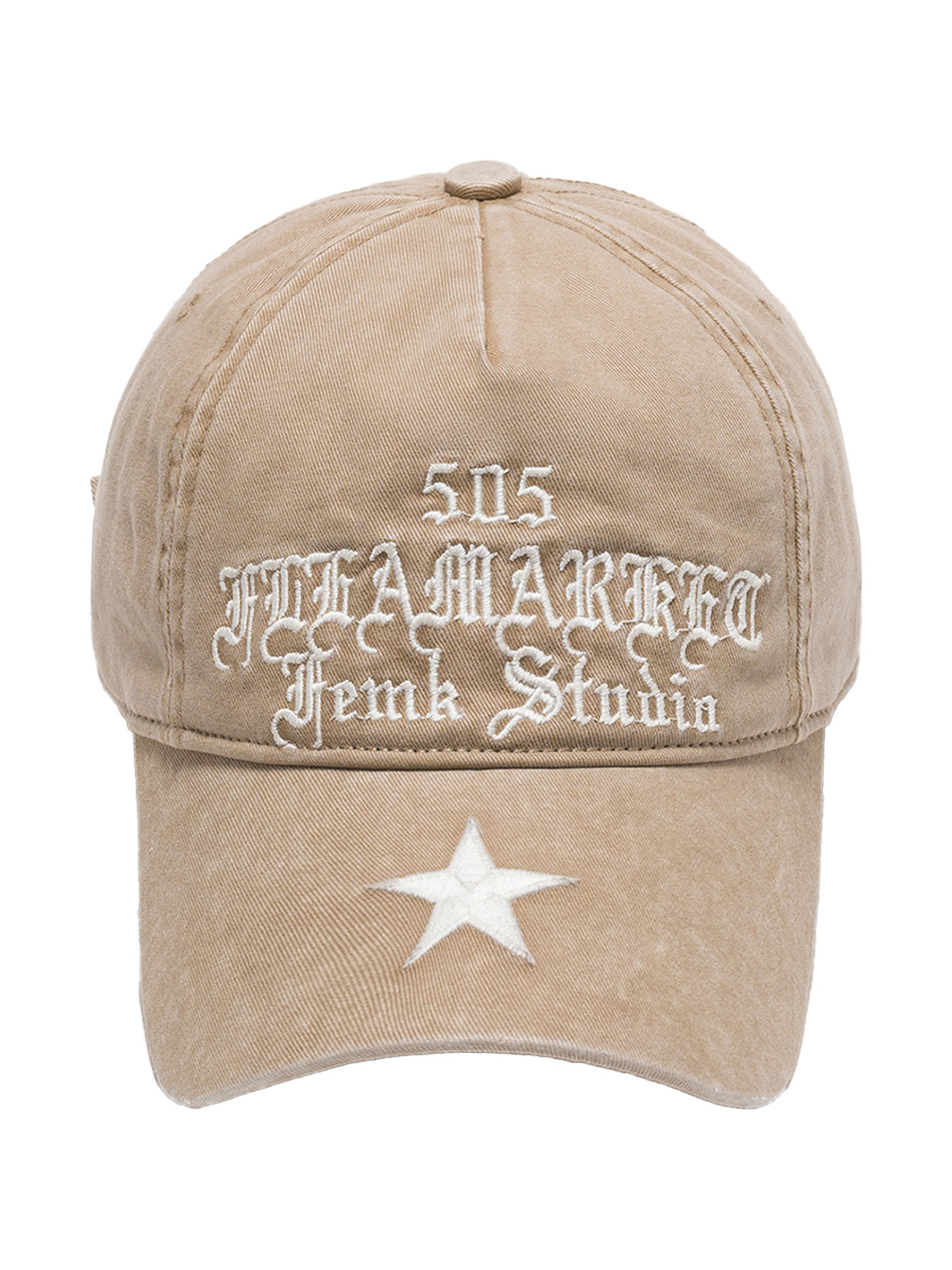 FLEAMARKET | 505 Gothic Curve Brim Cap-Khaki - PSYLOS 1, FLEAMARKET | 505 Gothic Curve Brim Cap-Khaki, Hats, FLEAMARKET, PSYLOS 1