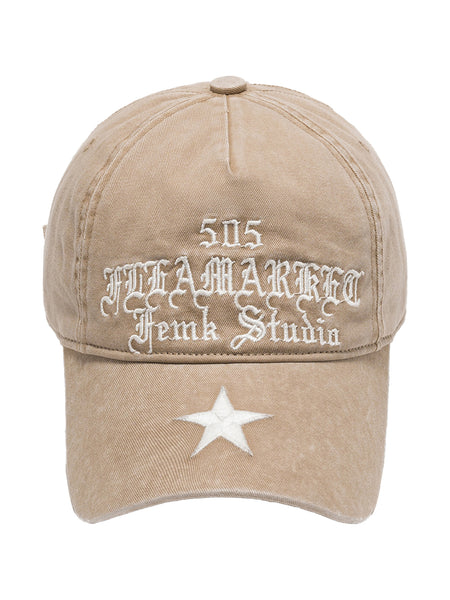 FLEAMARKET | 505 Gothic Curve Brim Cap-Khaki - PSYLOS 1, FLEAMARKET | 505 Gothic Curve Brim Cap-Khaki, Hats, FLEAMARKET, PSYLOS 1