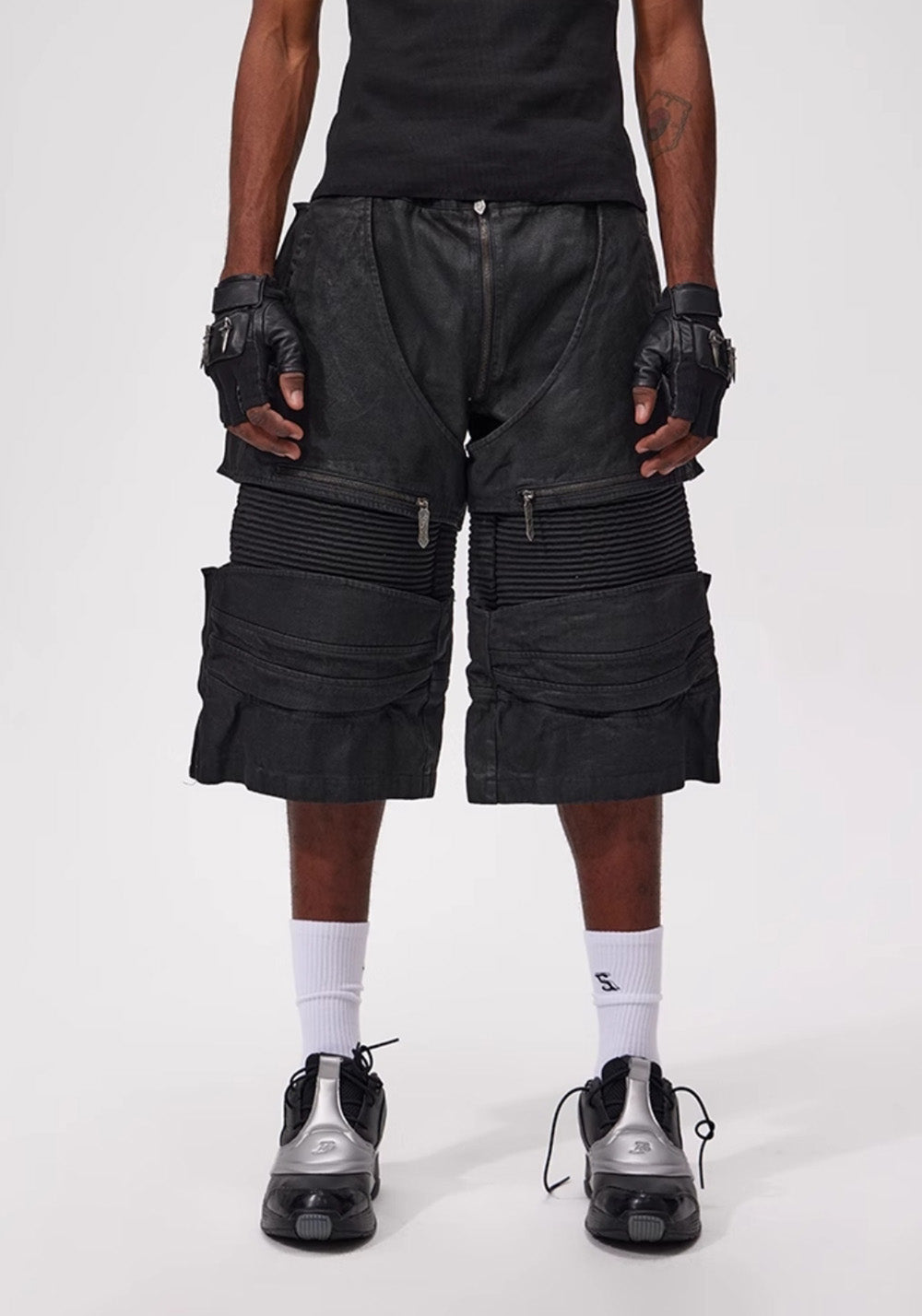 Fourth3ex丨25Ss Western Denim Patchwork Cropped Pants  - PSYLOS 1, Fourth3ex丨25Ss Western Denim Patchwork Cropped Pants , Shorts, Fourth3ex, PSYLOS 1