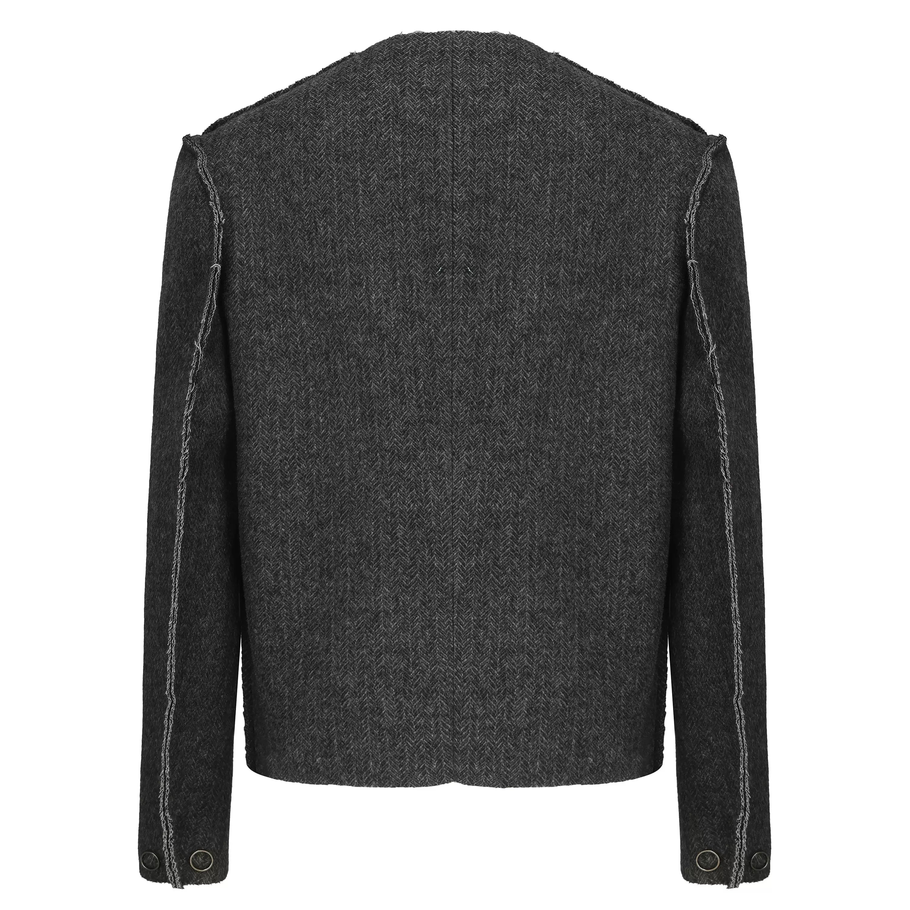 Classic Gray Superfine Wool Heavyweight Rose Bloodline Cropped Jacket