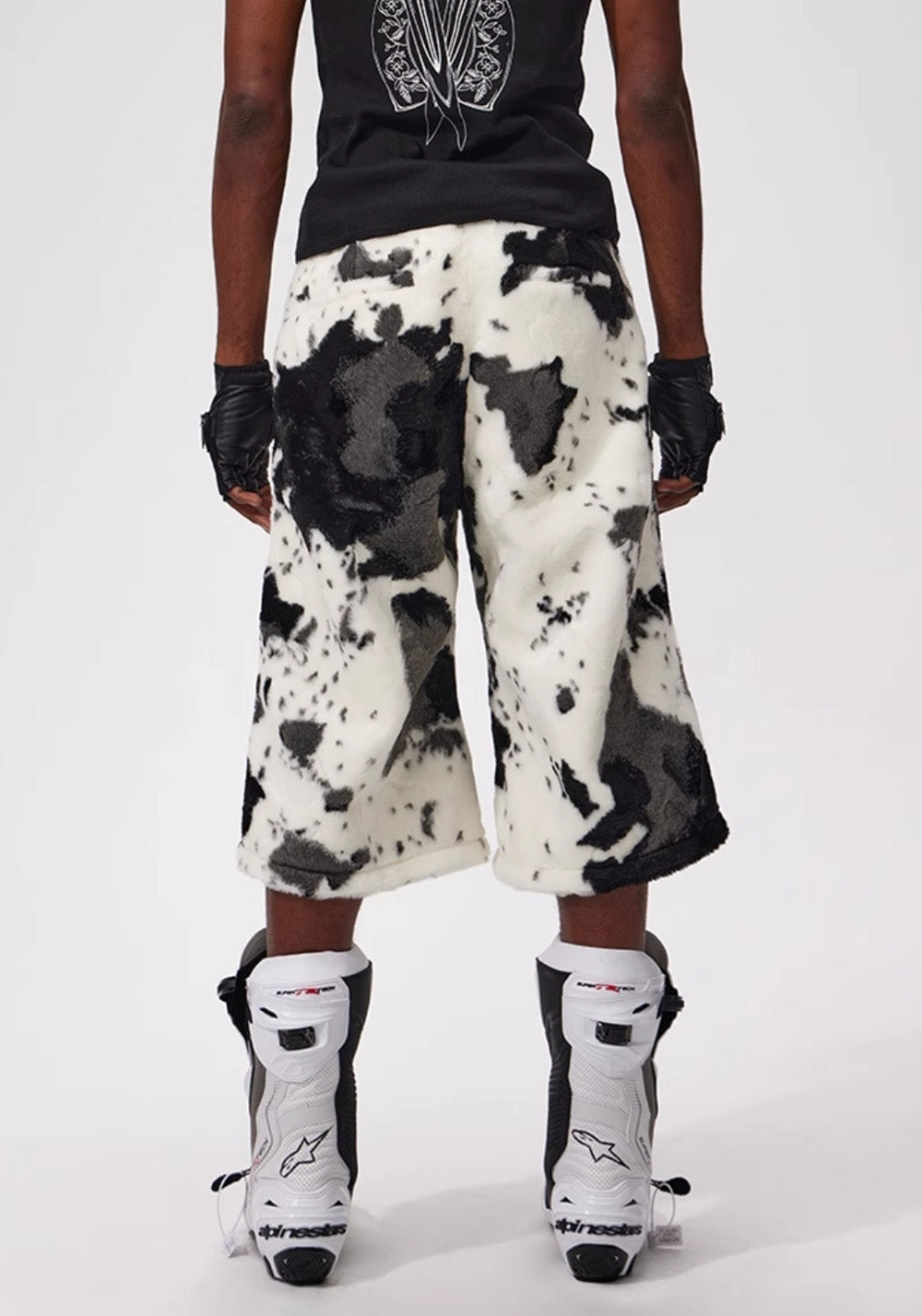 Fourth3ex丨Summer Eco-Faux Fur Cow Print Shorts - PSYLOS 1, Fourth3ex丨Summer Eco-Faux Fur Cow Print Shorts, Shorts, Fourth3ex, PSYLOS 1