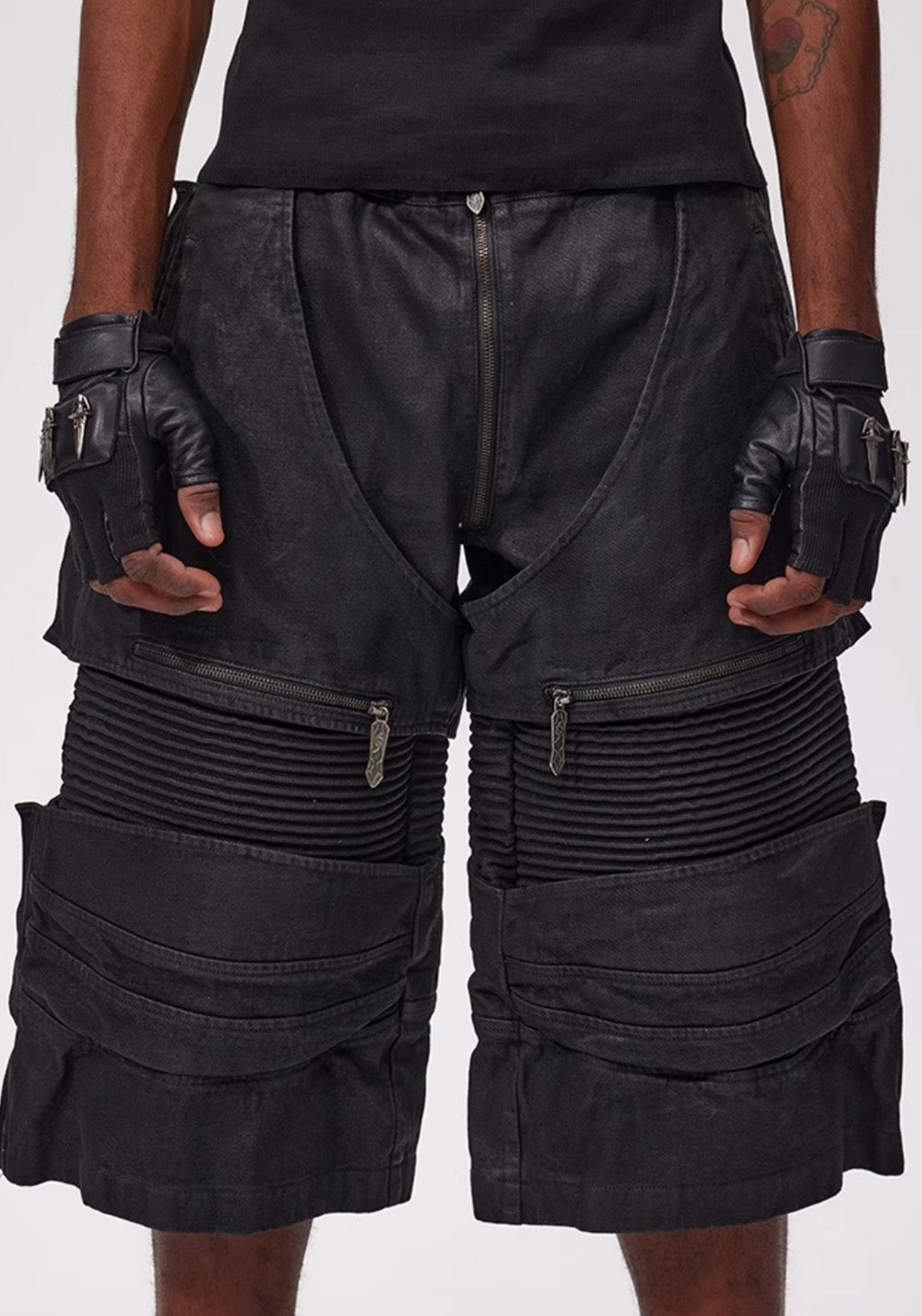 Fourth3ex丨25Ss Western Denim Patchwork Cropped Pants  - PSYLOS 1, Fourth3ex丨25Ss Western Denim Patchwork Cropped Pants , Shorts, Fourth3ex, PSYLOS 1