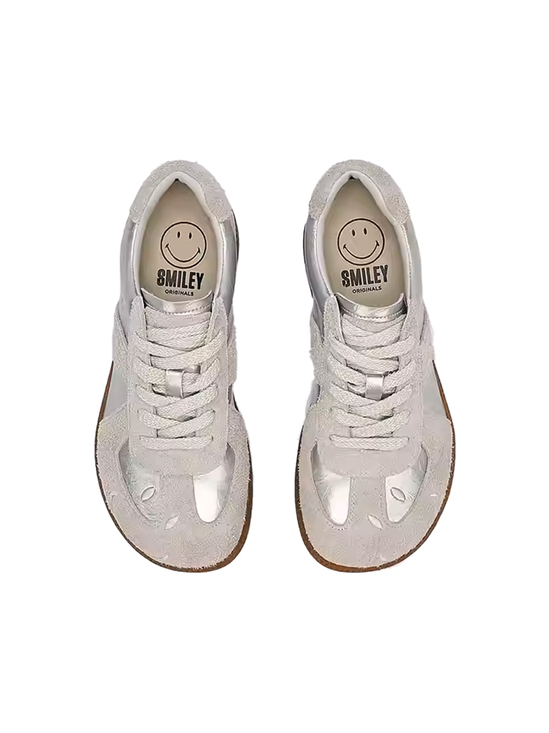 SMILEY | Mango Toe Retro Casual Sneakers-Silver - PSYLOS 1, SMILEY | Mango Toe Retro Casual Sneakers-Silver, Retro Trainers, SMILEY, PSYLOS 1