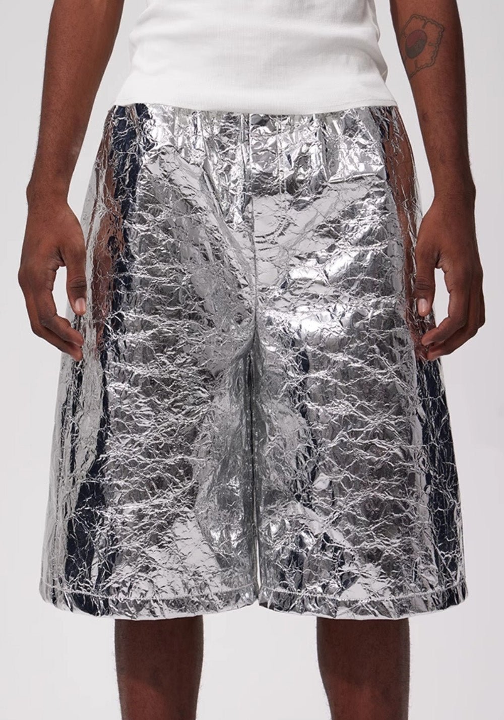 Fourth3ex丨Metallic High-Waisted Paperbag Shorts - PSYLOS 1, Fourth3ex丨Metallic High-Waisted Paperbag Shorts, Shorts, Fourth3ex, PSYLOS 1