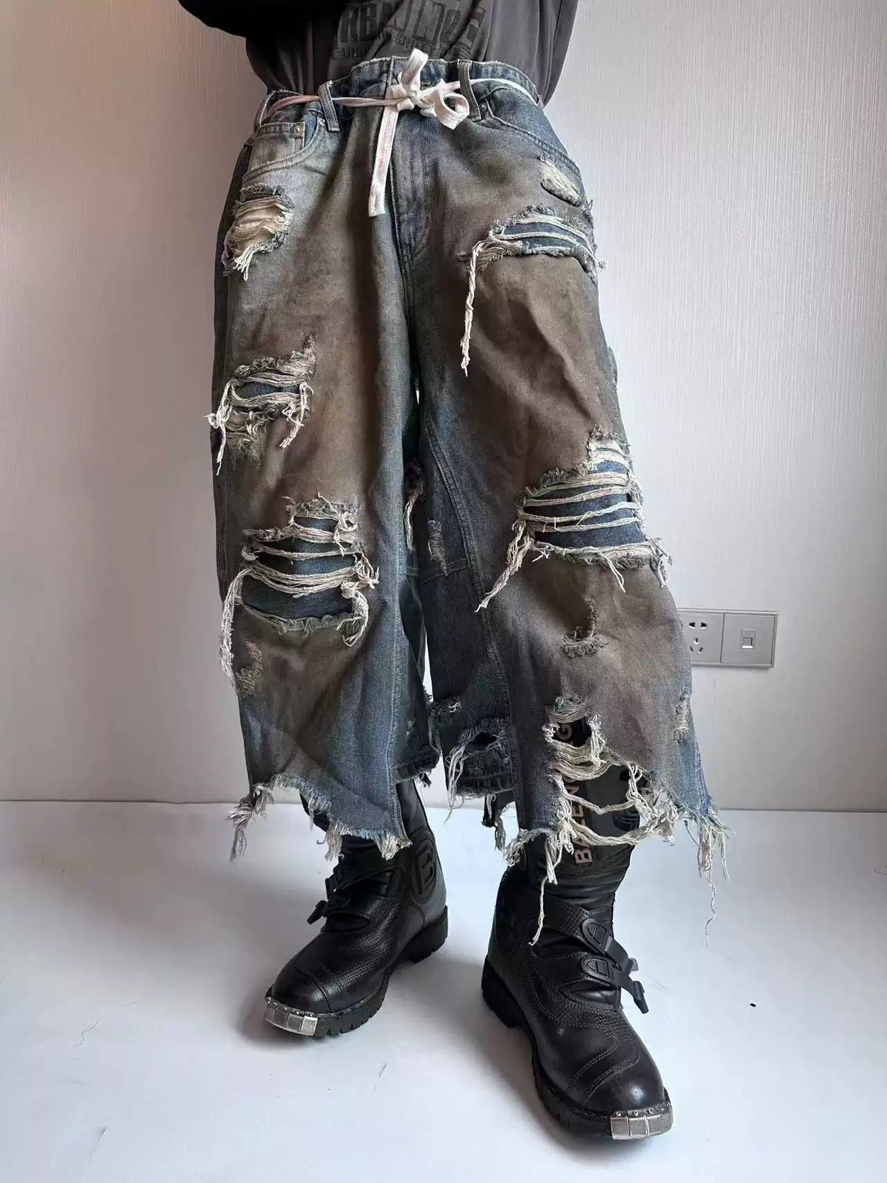 REGEN ZONE | RIOT Distressed Patchwork Denim - PSYLOS 1, REGEN ZONE | RIOT Distressed Patchwork Denim, Pants, REGEN ZONE•JAPAN, PSYLOS 1