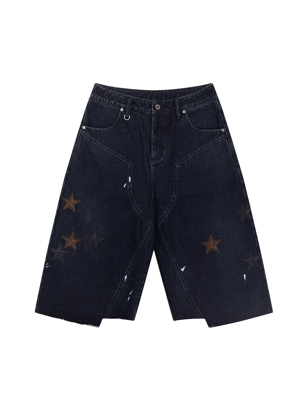 BE A DEVIL丨Leopard Star Patch Cropped Work Pants - PSYLOS 1, BE A DEVIL丨Leopard Star Patch Cropped Work Pants, Jeans, BE A DEVIL, PSYLOS 1