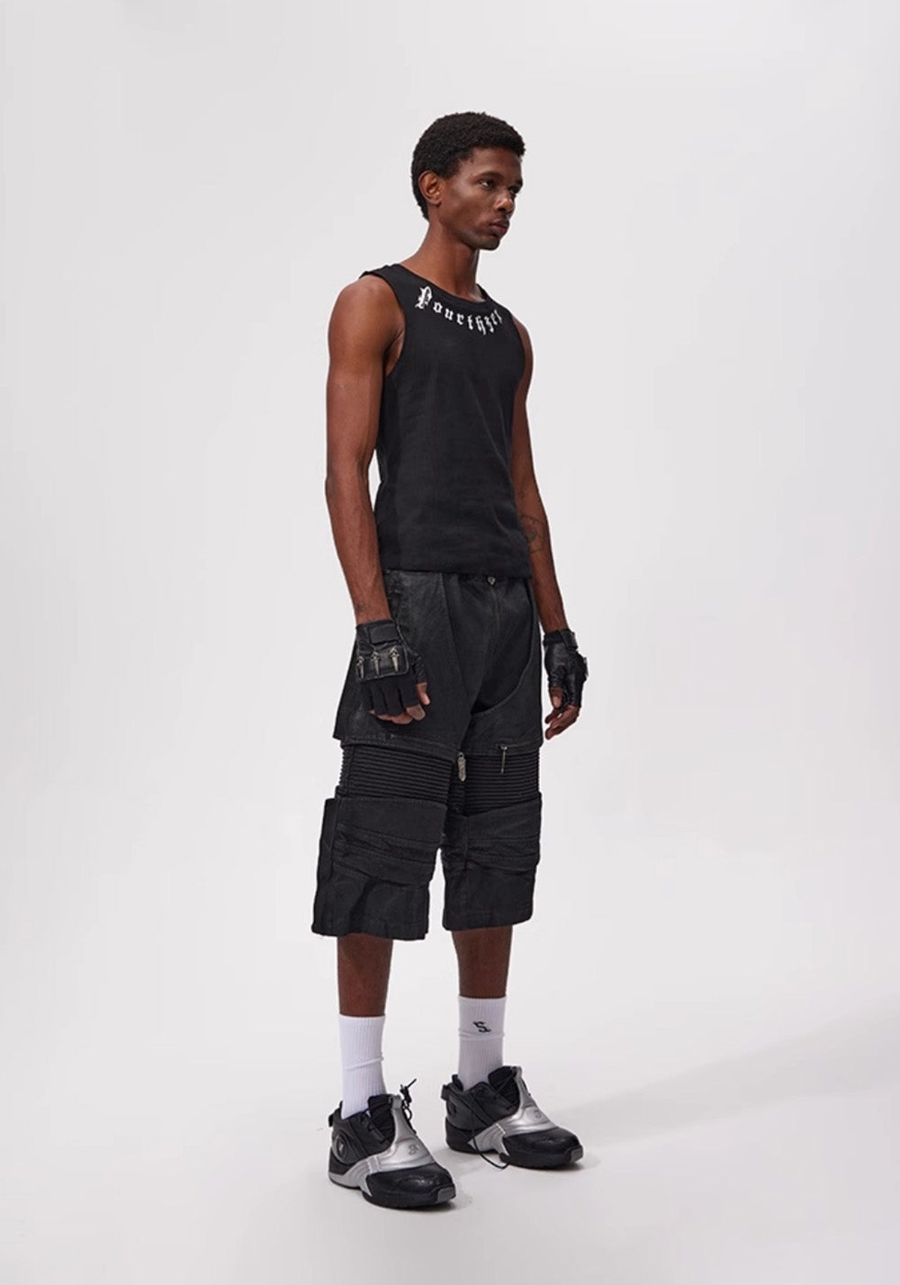 Fourth3ex丨25Ss Western Denim Patchwork Cropped Pants  - PSYLOS 1, Fourth3ex丨25Ss Western Denim Patchwork Cropped Pants , Shorts, Fourth3ex, PSYLOS 1