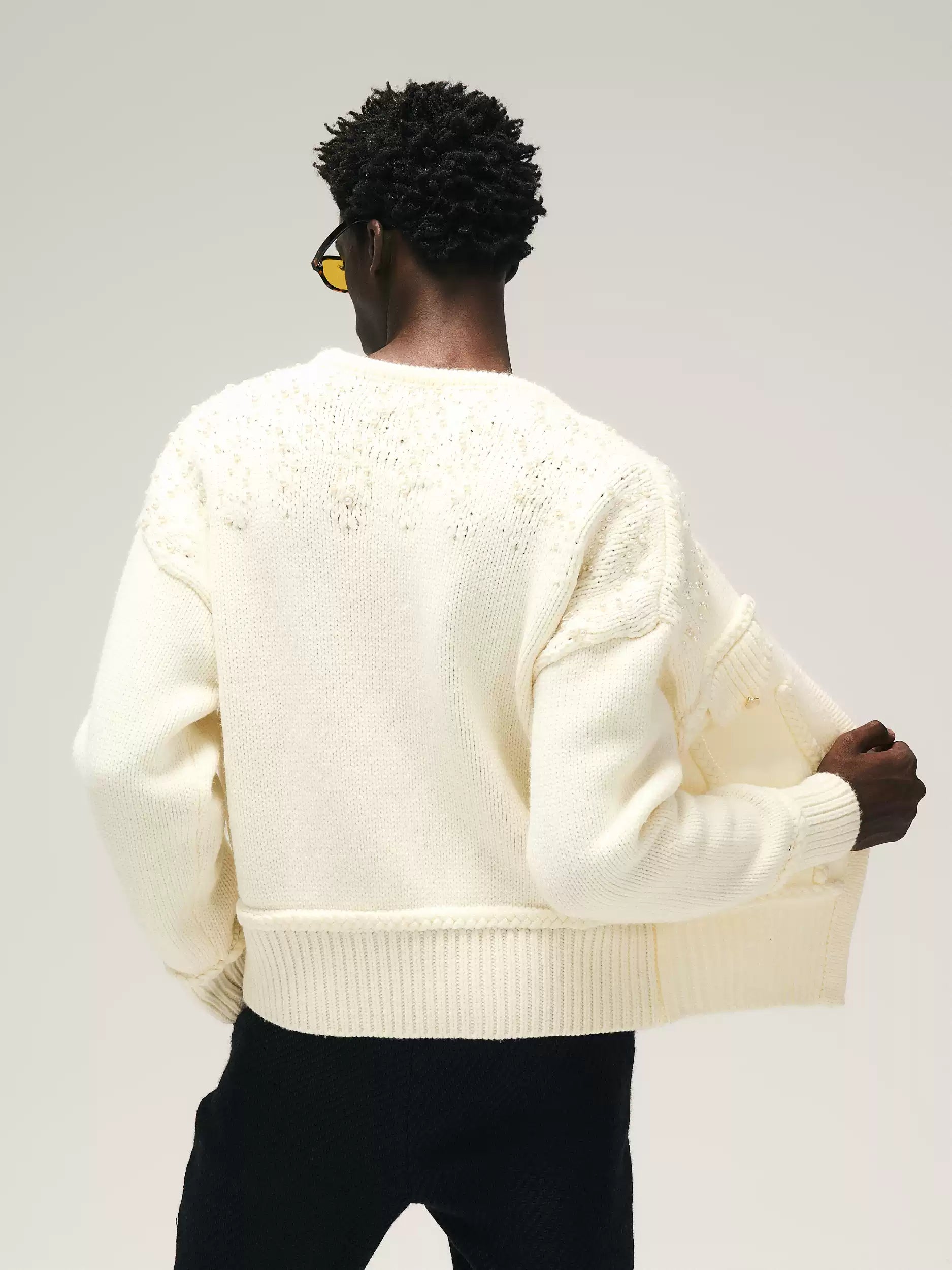 GLACIERBOY丨Pearl-Embellished Knit Cardigan - PSYLOS 1, GLACIERBOY丨Pearl-Embellished Knit Cardigan, Shirts, GLACIERBOY•JAPAN, PSYLOS 1