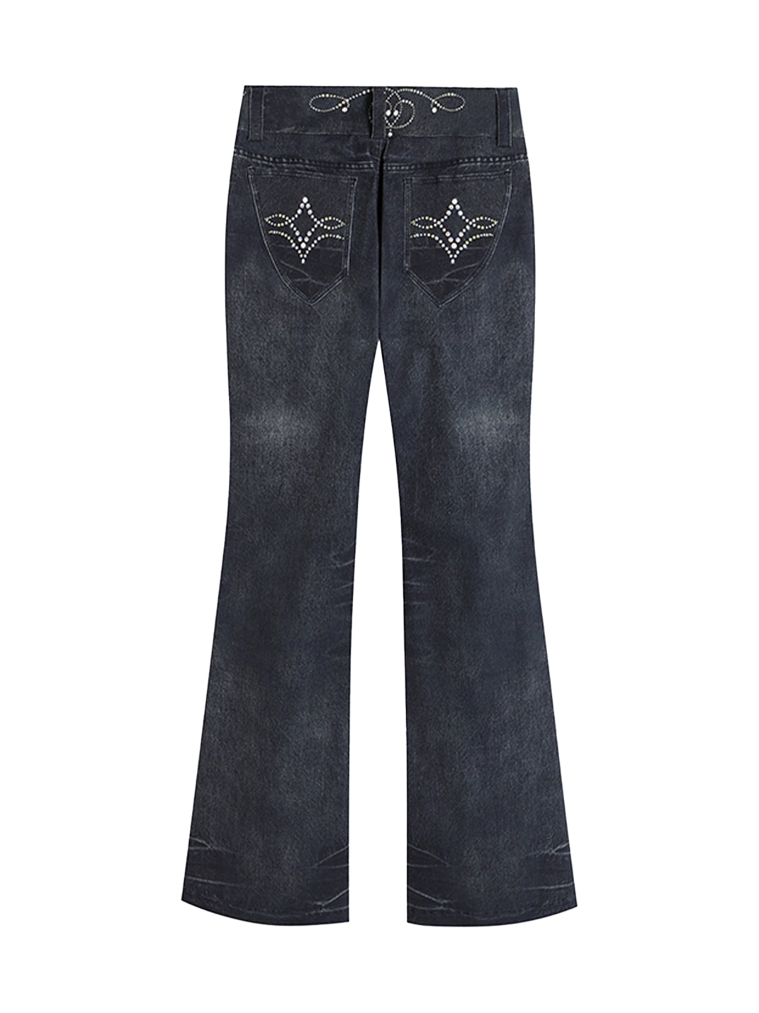 FayChui | Retro Gem Print Flared Denim Look Pants - PSYLOS 1, FayChui | Retro Gem Print Flared Denim Look Pants, Jeans, FayChui, PSYLOS 1