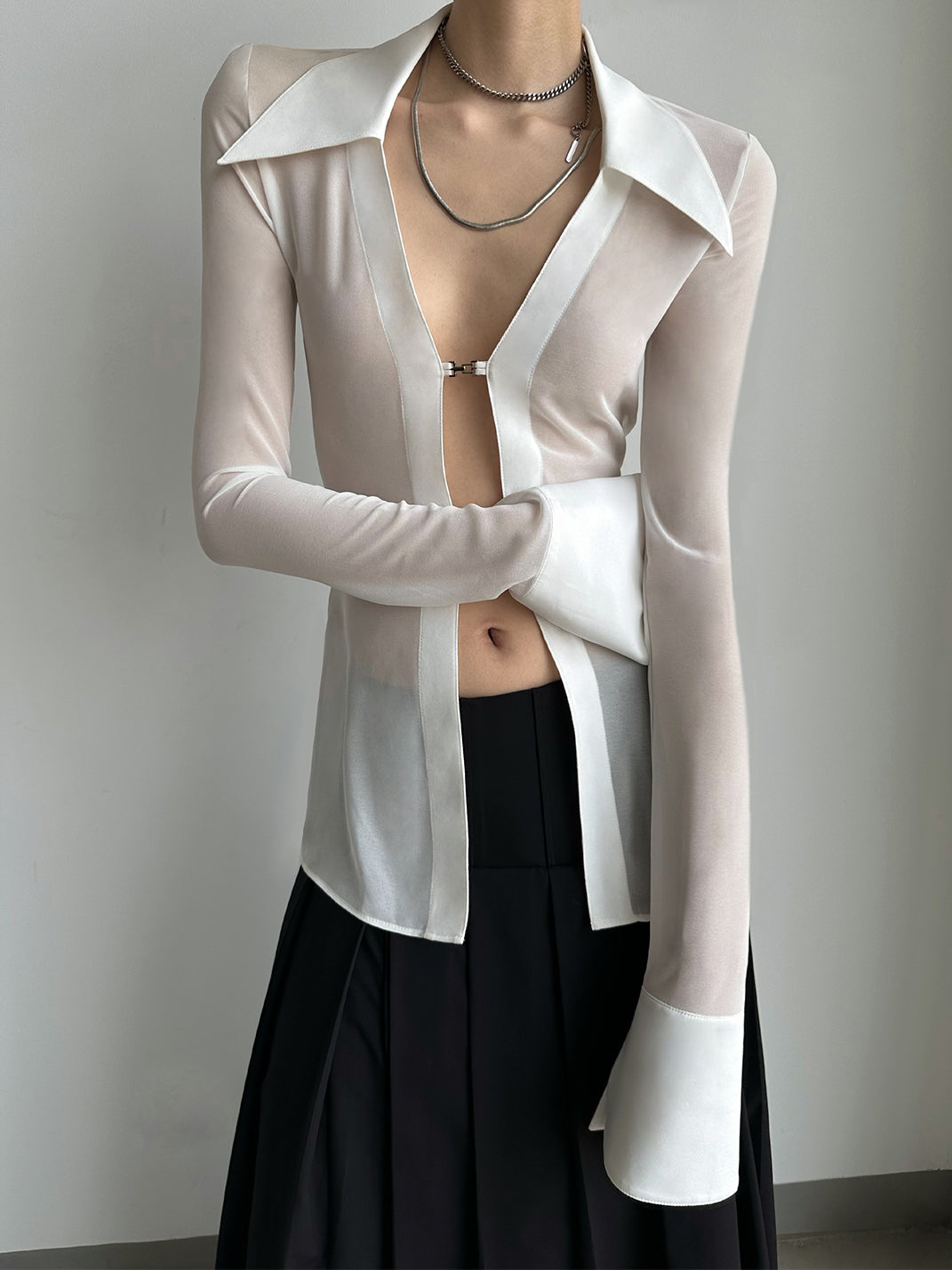 COMMONCE.NET | "Nexus Veil Silhouette No. 6" Metal Lock Shirt - PSYLOS 1, COMMONCE.NET | "Nexus Veil Silhouette No. 6" Metal Lock Shirt, Women's Wear, COMMONCE.NET•JAPAN, PSYLOS 1