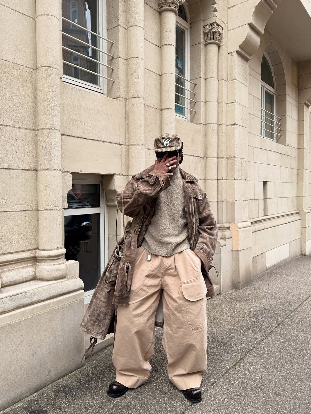 6CRAYON | Flat Brim Embroidered Baseball Cap-Brown - PSYLOS 1, 6CRAYON | Flat Brim Embroidered Baseball Cap-Brown, Hat, 6CRAYON•JAPAN, PSYLOS 1