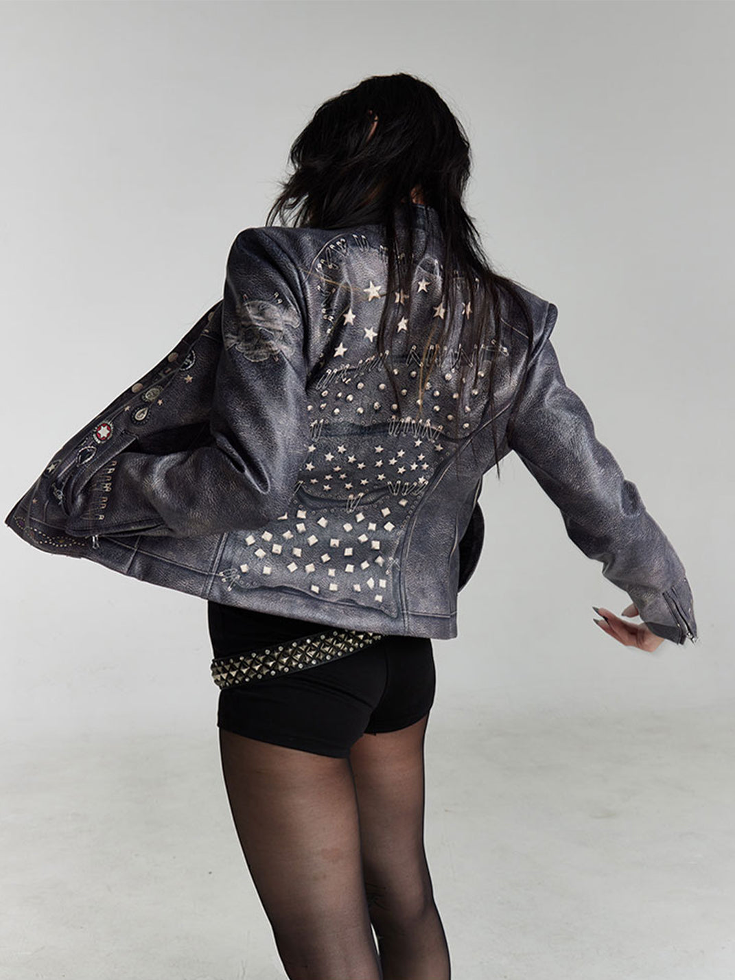 FayChui | Washed Moto Jacket Punk Printed Outerwear - PSYLOS 1, FayChui | Washed Moto Jacket Punk Printed Outerwear, Jackets, FayChui, PSYLOS 1