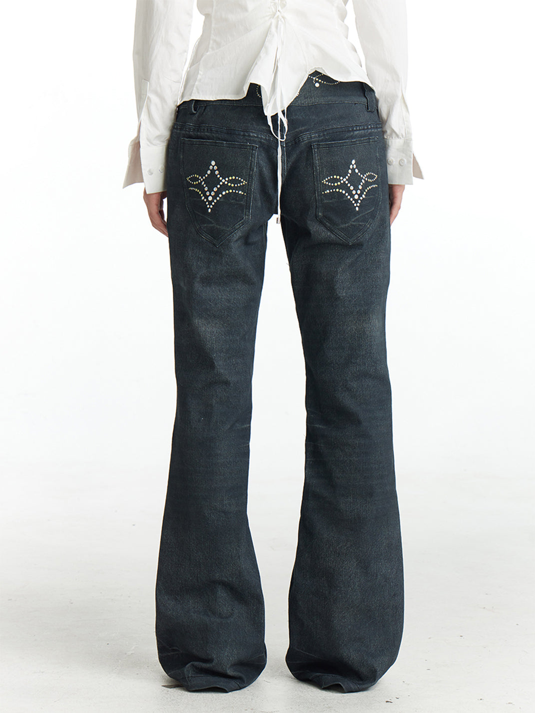 FayChui | Retro Gem Print Flared Denim Look Pants - PSYLOS 1, FayChui | Retro Gem Print Flared Denim Look Pants, Jeans, FayChui, PSYLOS 1