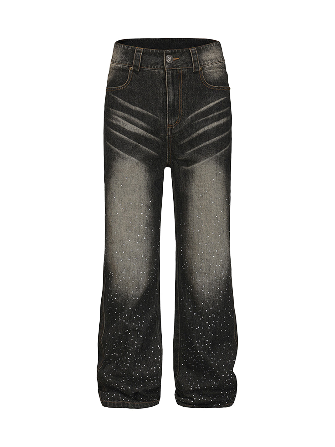 FayChui | Washed Tie-Dye Rhinestone Wide-Leg Jeans - PSYLOS 1, FayChui | Washed Tie-Dye Rhinestone Wide-Leg Jeans, Jeans, FayChui, PSYLOS 1