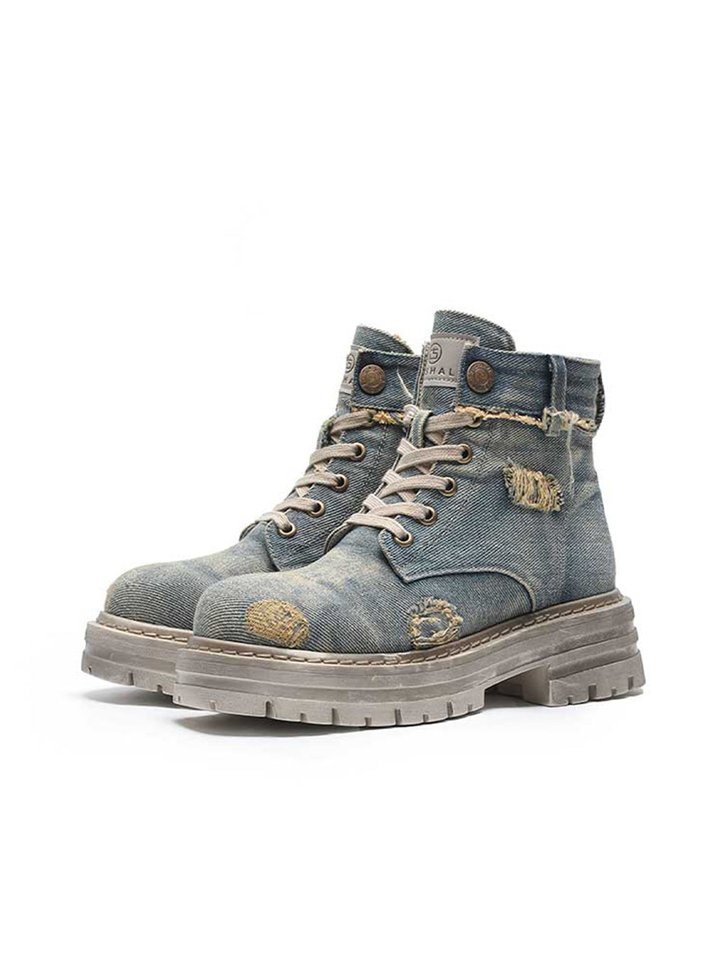 GSL | Ripped Demin Platform Boots with Ribbons - PSYLOS 1, GSL | Ripped Demin Platform Boots with Ribbons, Women's Shoes, GSL, PSYLOS 1