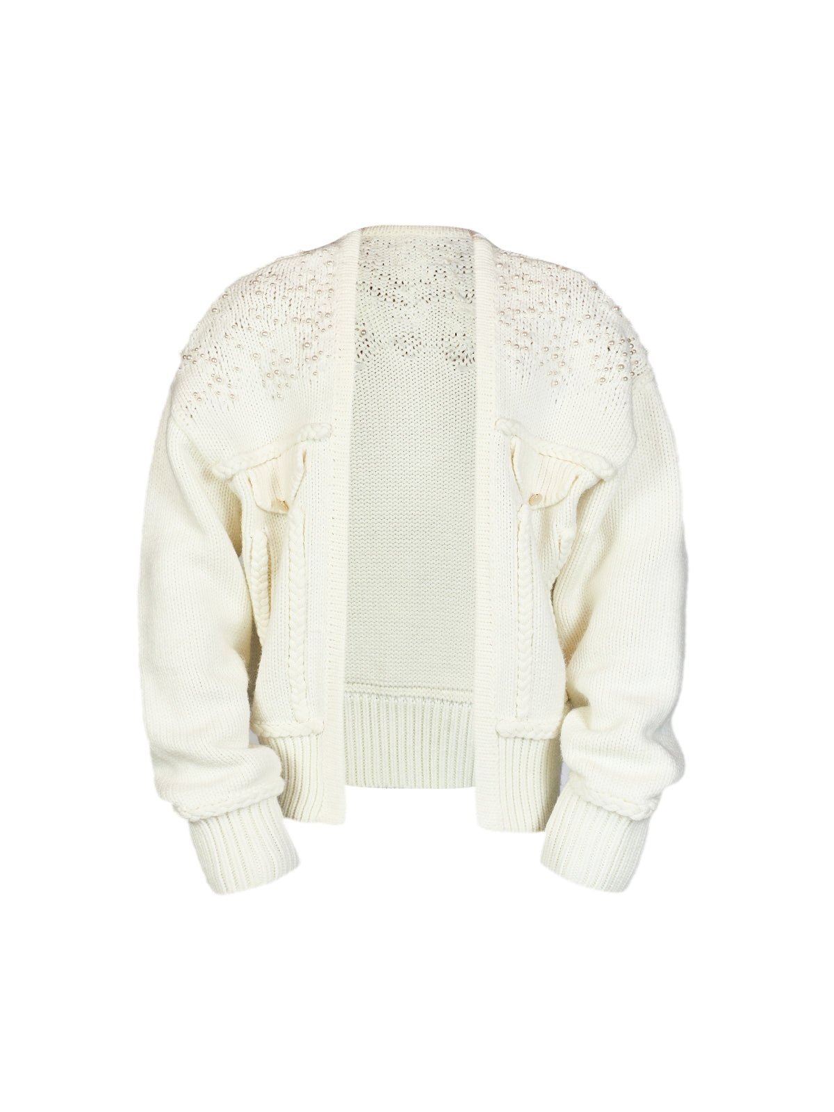 Pearl-Embellished Knit Cardigan