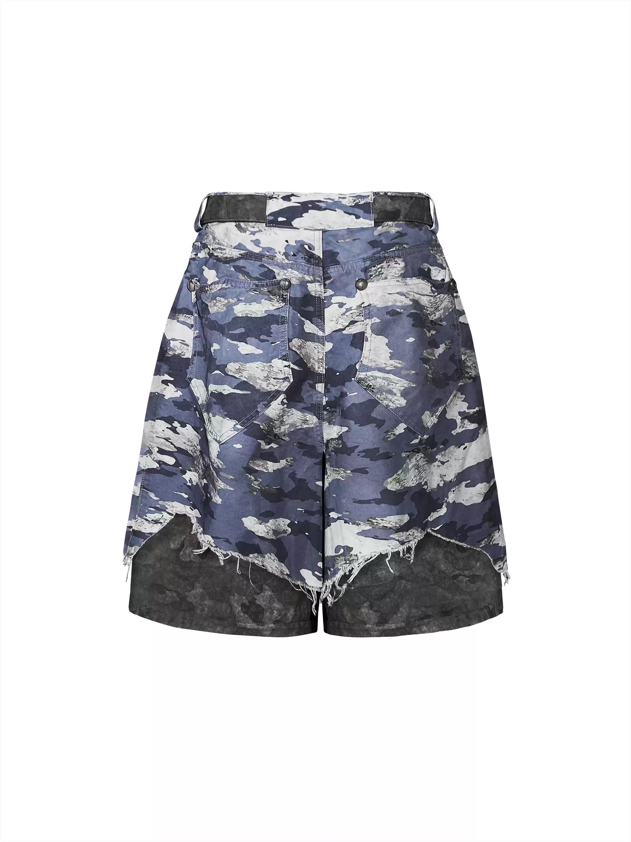 Blue Camouflage Cargo Shorts