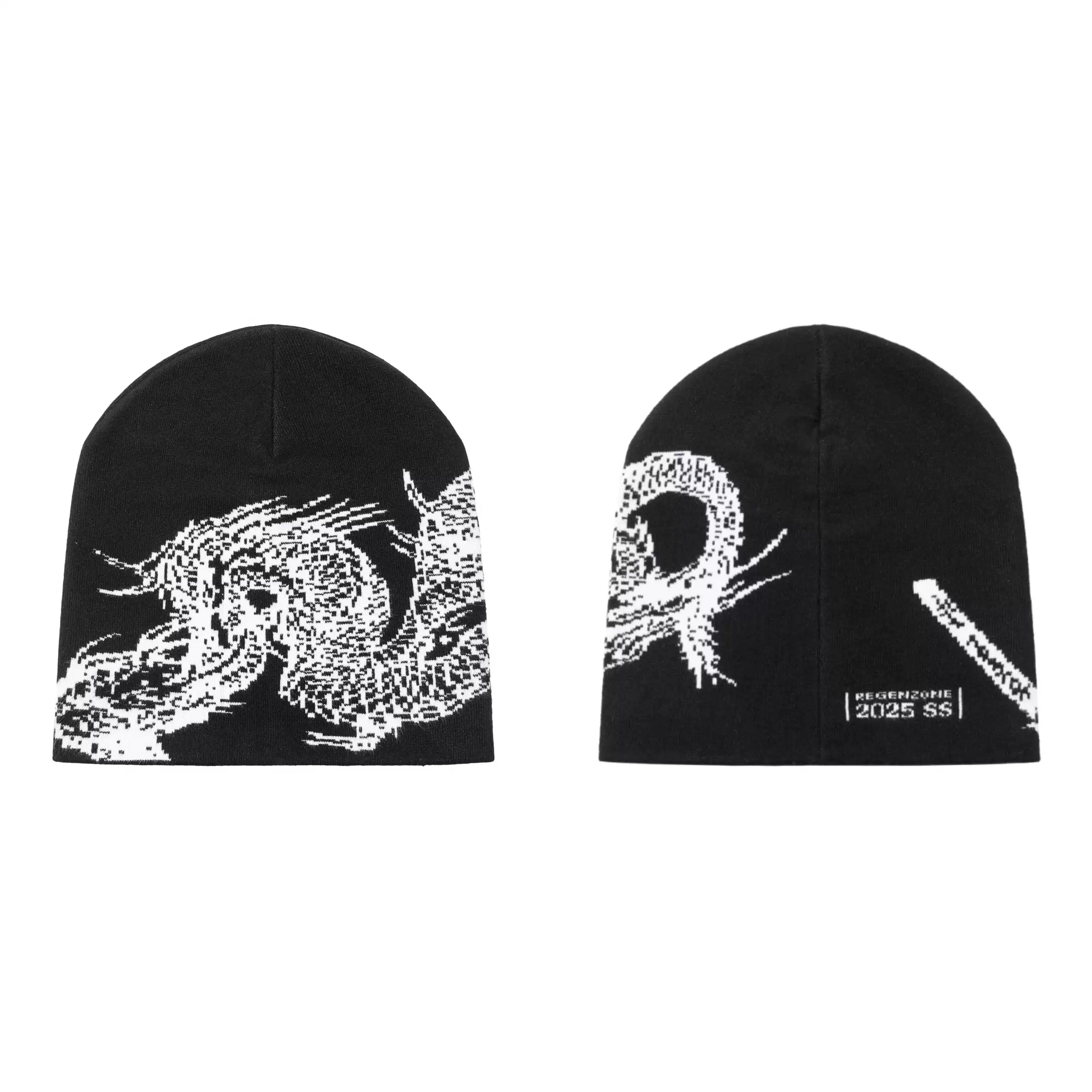 REGEN ZONE | Kendo Dragon Pattern Knit Beanie - PSYLOS 1, REGEN ZONE | Kendo Dragon Pattern Knit Beanie, cap, REGEN ZONE•JAPAN, PSYLOS 1