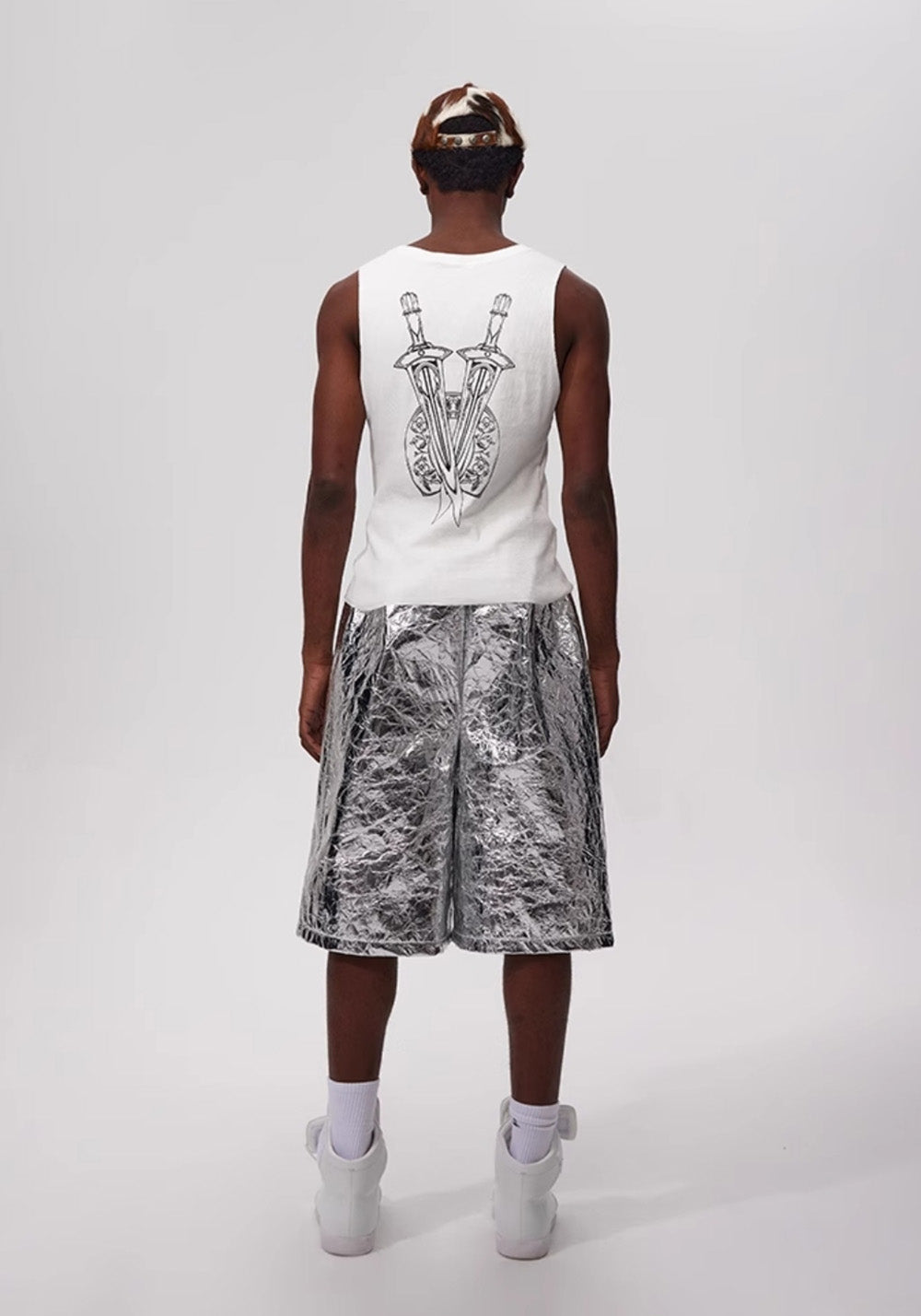 Fourth3ex丨Metallic High-Waisted Paperbag Shorts - PSYLOS 1, Fourth3ex丨Metallic High-Waisted Paperbag Shorts, Shorts, Fourth3ex, PSYLOS 1