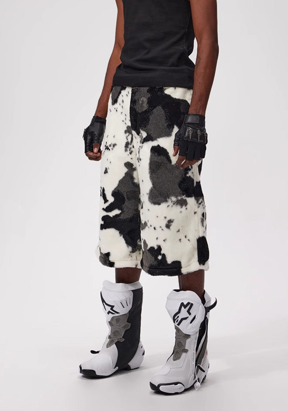 Fourth3ex丨Summer Eco-Faux Fur Cow Print Shorts - PSYLOS 1, Fourth3ex丨Summer Eco-Faux Fur Cow Print Shorts, Shorts, Fourth3ex, PSYLOS 1