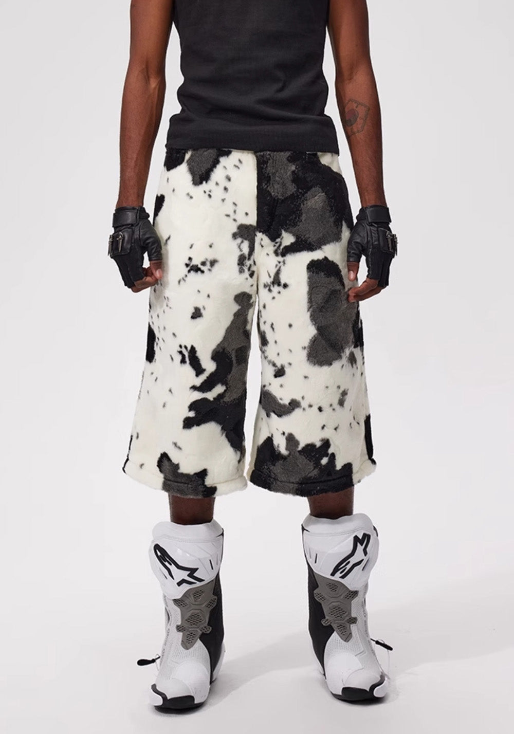 Fourth3ex丨Summer Eco-Faux Fur Cow Print Shorts - PSYLOS 1, Fourth3ex丨Summer Eco-Faux Fur Cow Print Shorts, Shorts, Fourth3ex, PSYLOS 1