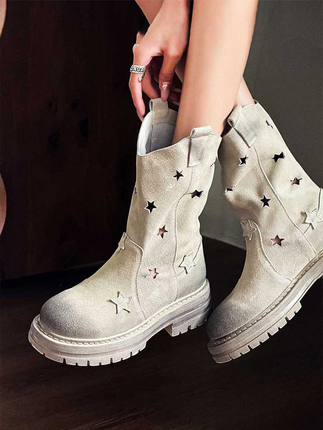 GSL | Suede Star Cut-Out Boots - PSYLOS 1, GSL | Suede Star Cut-Out Boots, Women's Shoes, GSL, PSYLOS 1