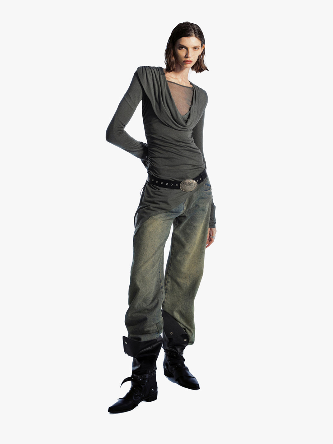 COMMONCE.NET | "Oblique Silhouette No. 3" Asymmetrical Wrinkled Long Sleeve - PSYLOS 1, COMMONCE.NET | "Oblique Silhouette No. 3" Asymmetrical Wrinkled Long Sleeve, Women's Wear, COMMONCE.NET•JAPAN, PSYLOS 1