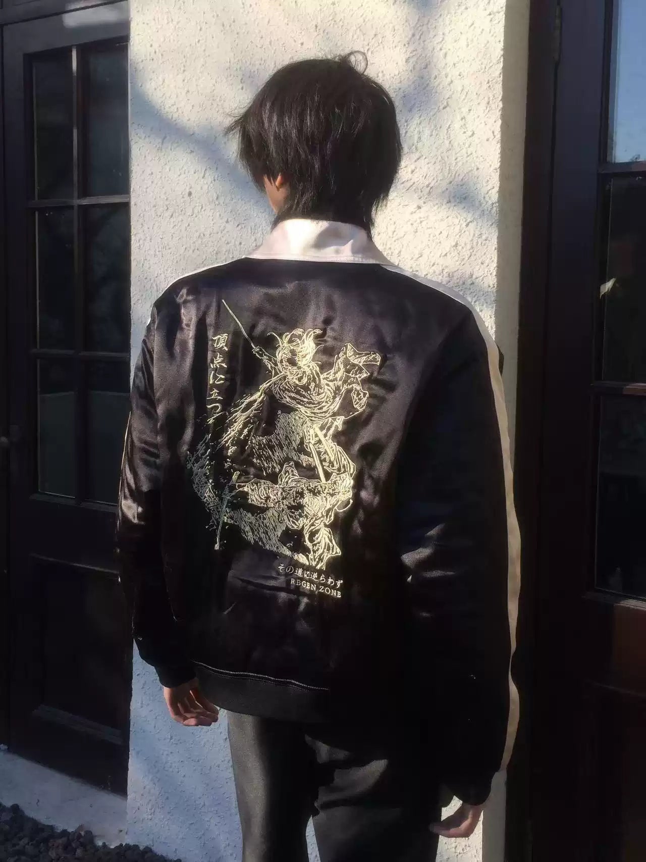 REGEN ZONE | Ronin Luxe Satin Embroidered Jacket - Black & Gold - PSYLOS 1, REGEN ZONE | Ronin Luxe Satin Embroidered Jacket - Black & Gold, Jacket, REGEN ZONE•JAPAN, PSYLOS 1