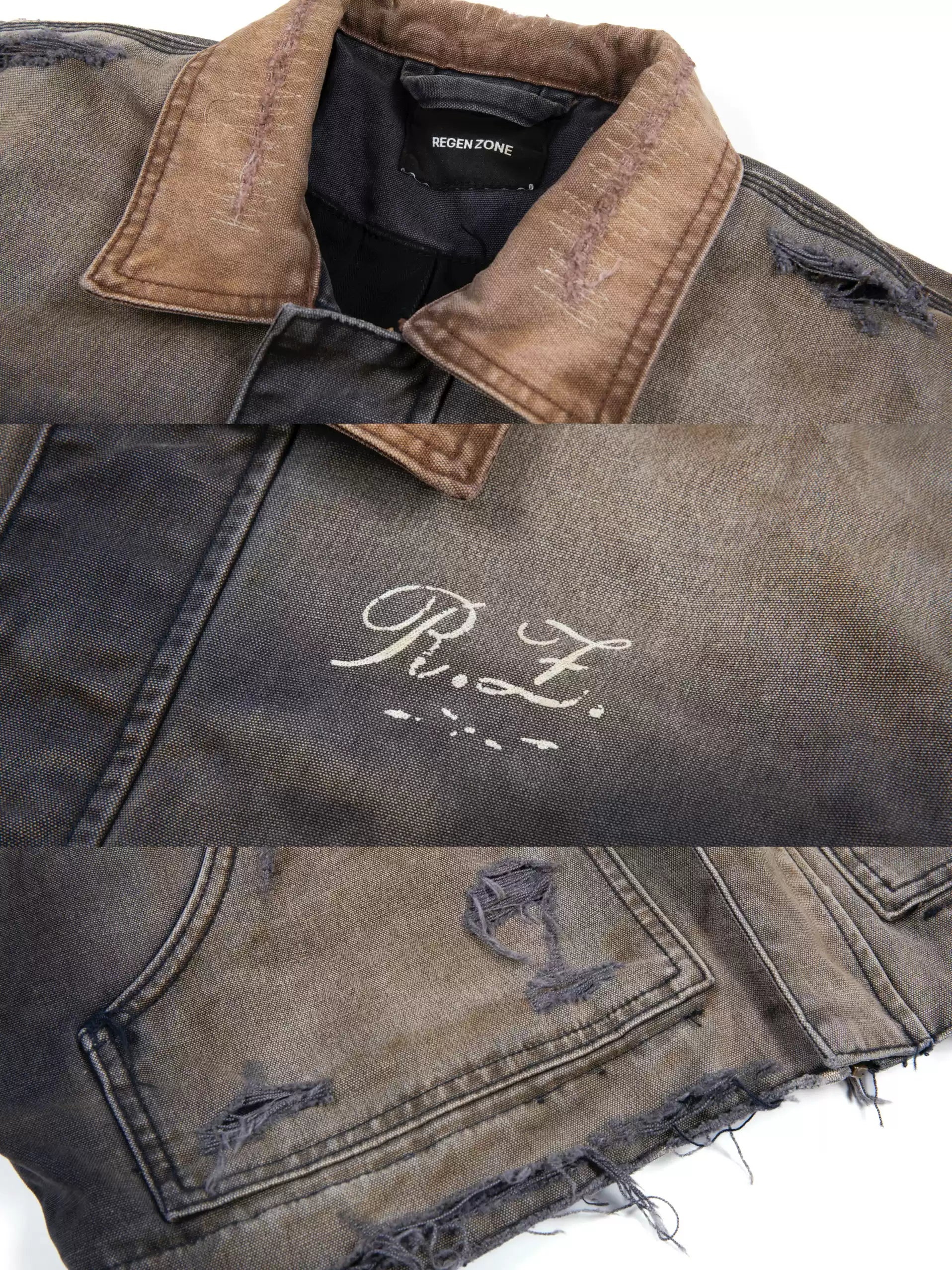 REGEN ZONE | Faded Washed Canvas Print Jacket - PSYLOS 1, REGEN ZONE | Faded Washed Canvas Print Jacket, Jacket, REGEN ZONE, PSYLOS 1