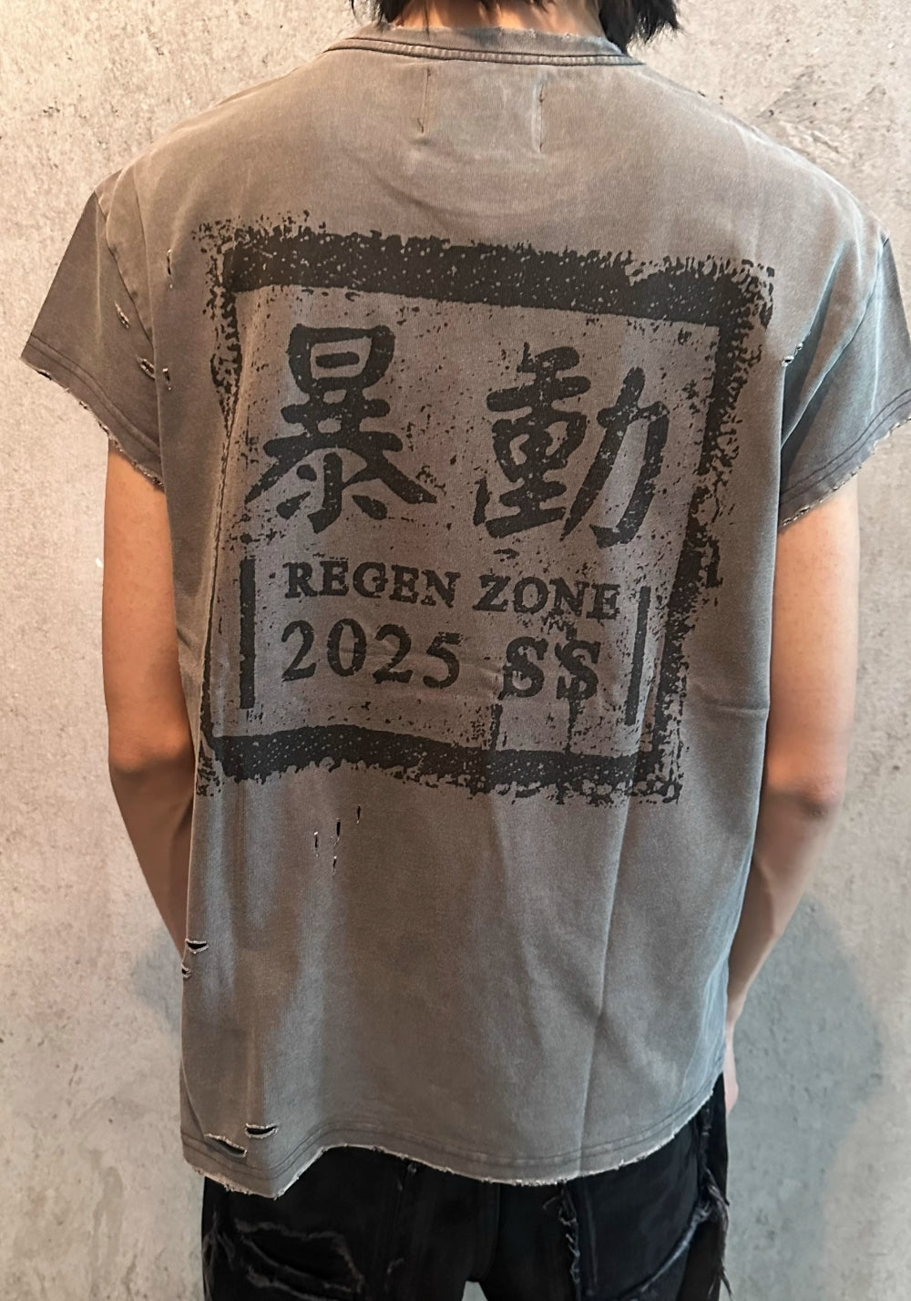 REGEN ZONE丨"RIOT" Matte Gray Distressed Tank Tee - PSYLOS 1, REGEN ZONE丨"RIOT" Matte Gray Distressed Tank Tee, T-Shirt, REGEN ZONE•JAPAN, PSYLOS 1